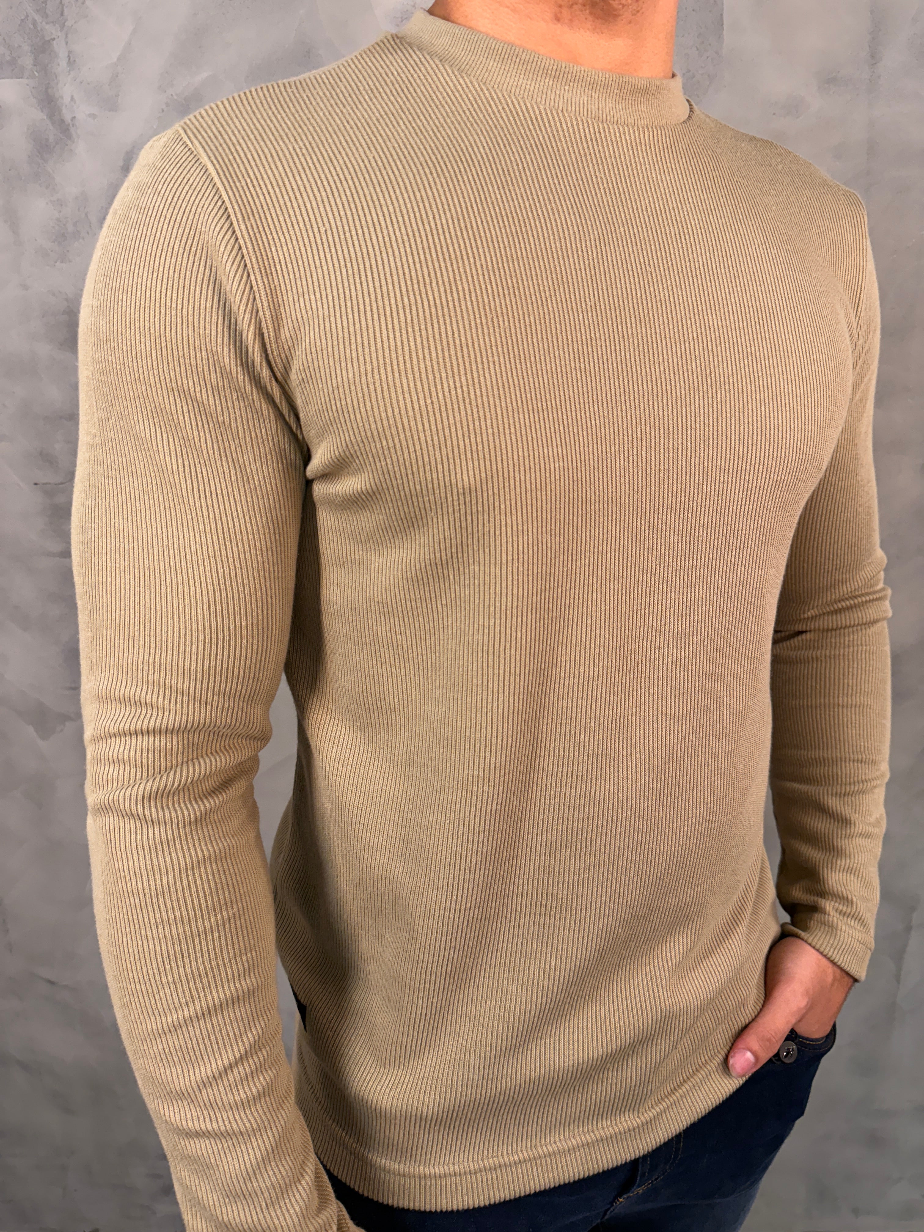 CAMISETA M/L MALHA TRICOT KINGEJOE KHAKI