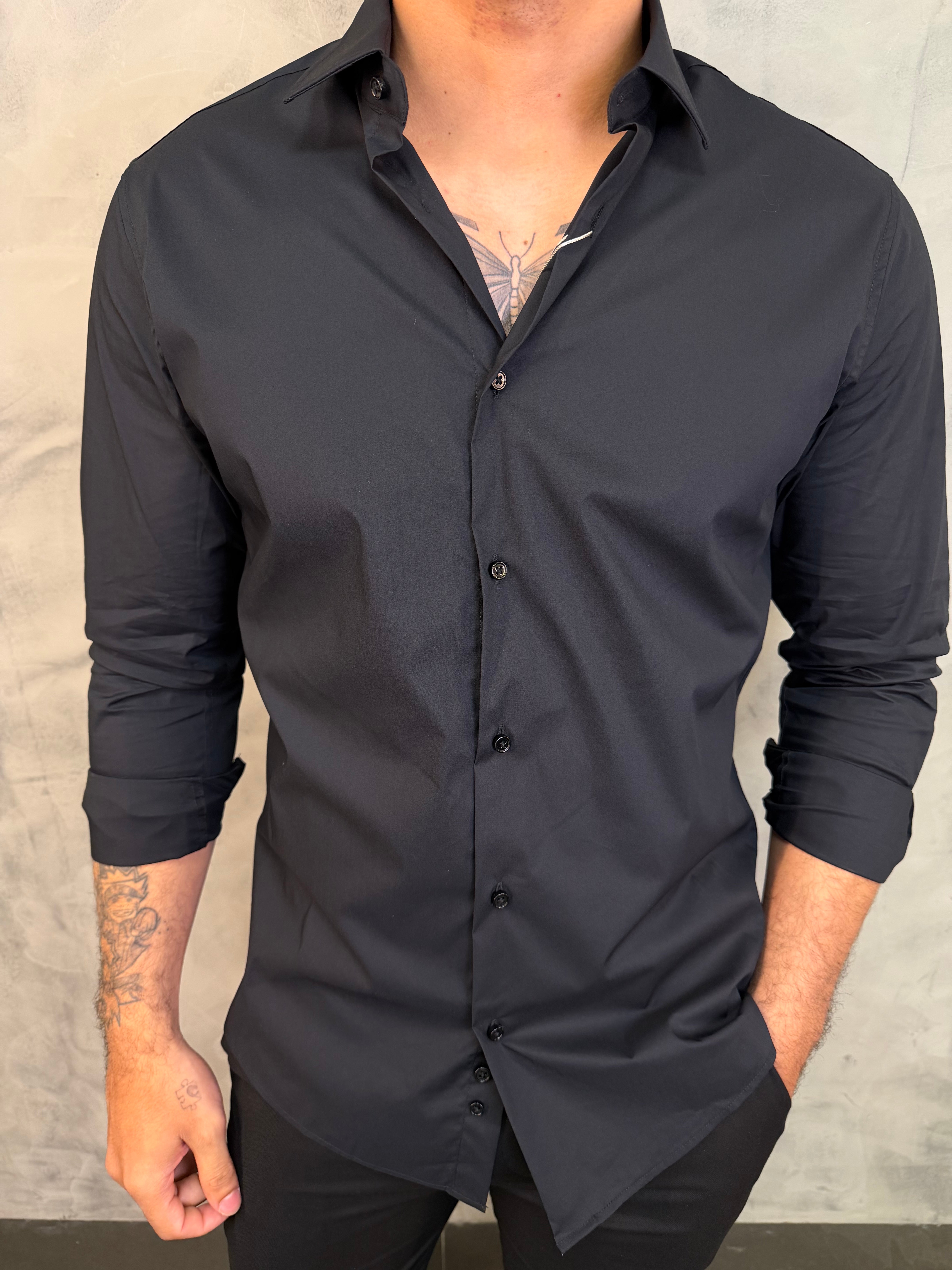 CAMISA M/L ALGODÃO TECH ZAFFERANO PRETO