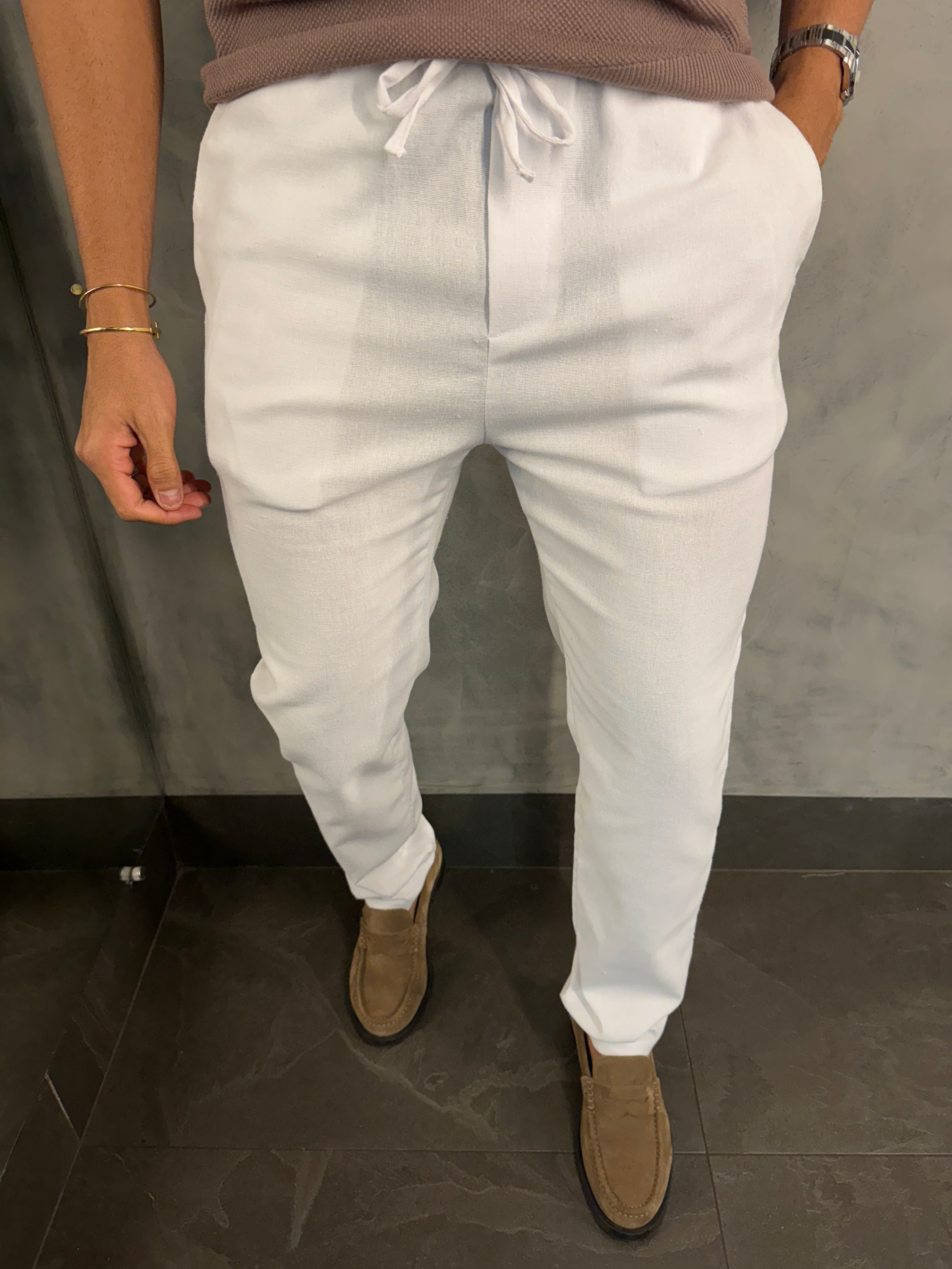 CALÇA CÓS ELÁSTICO KINGSTON PONTO H BRANCO