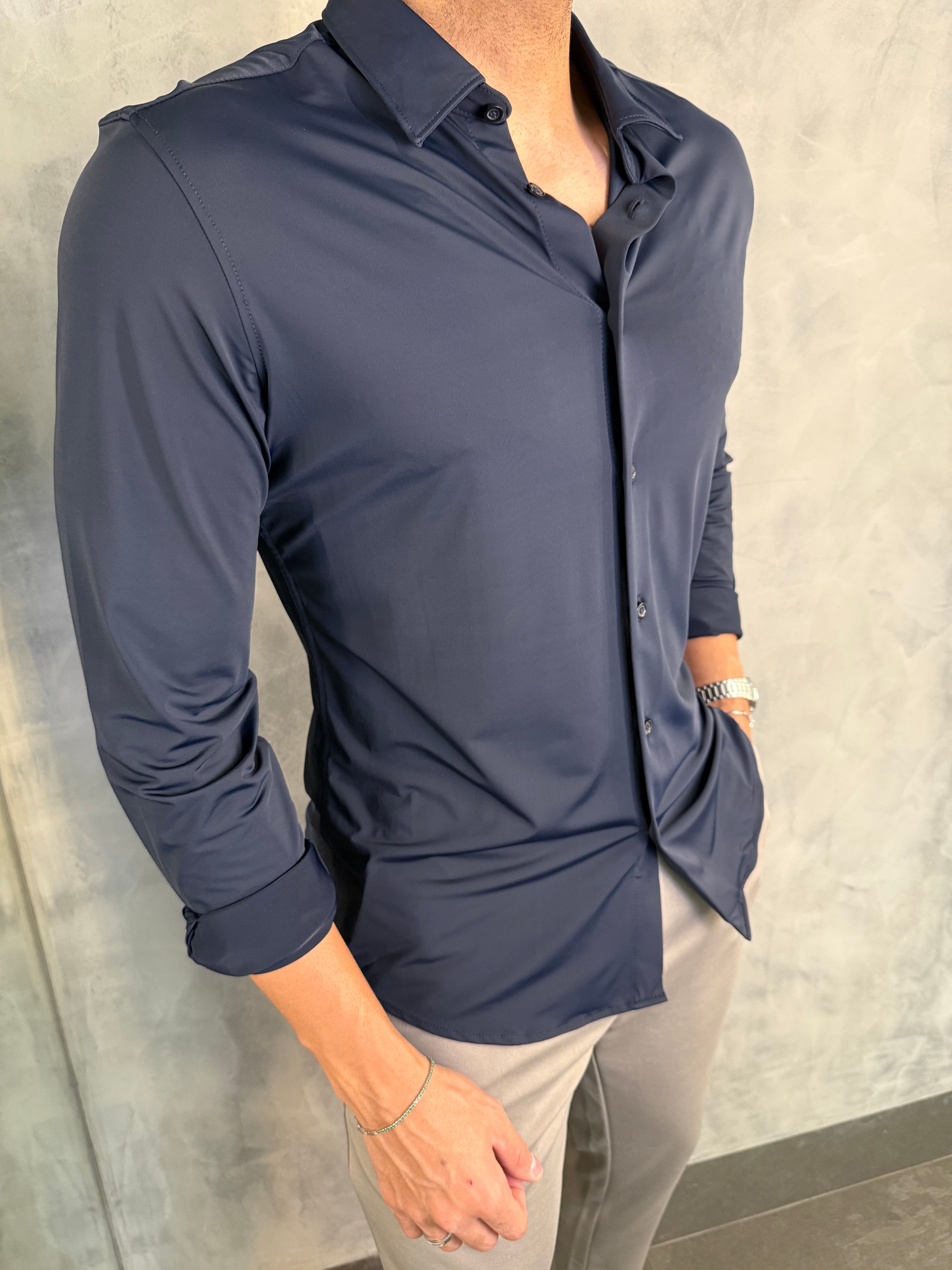 CAMISA M/L TECH POLIAMIDA PONTO H MARINHO