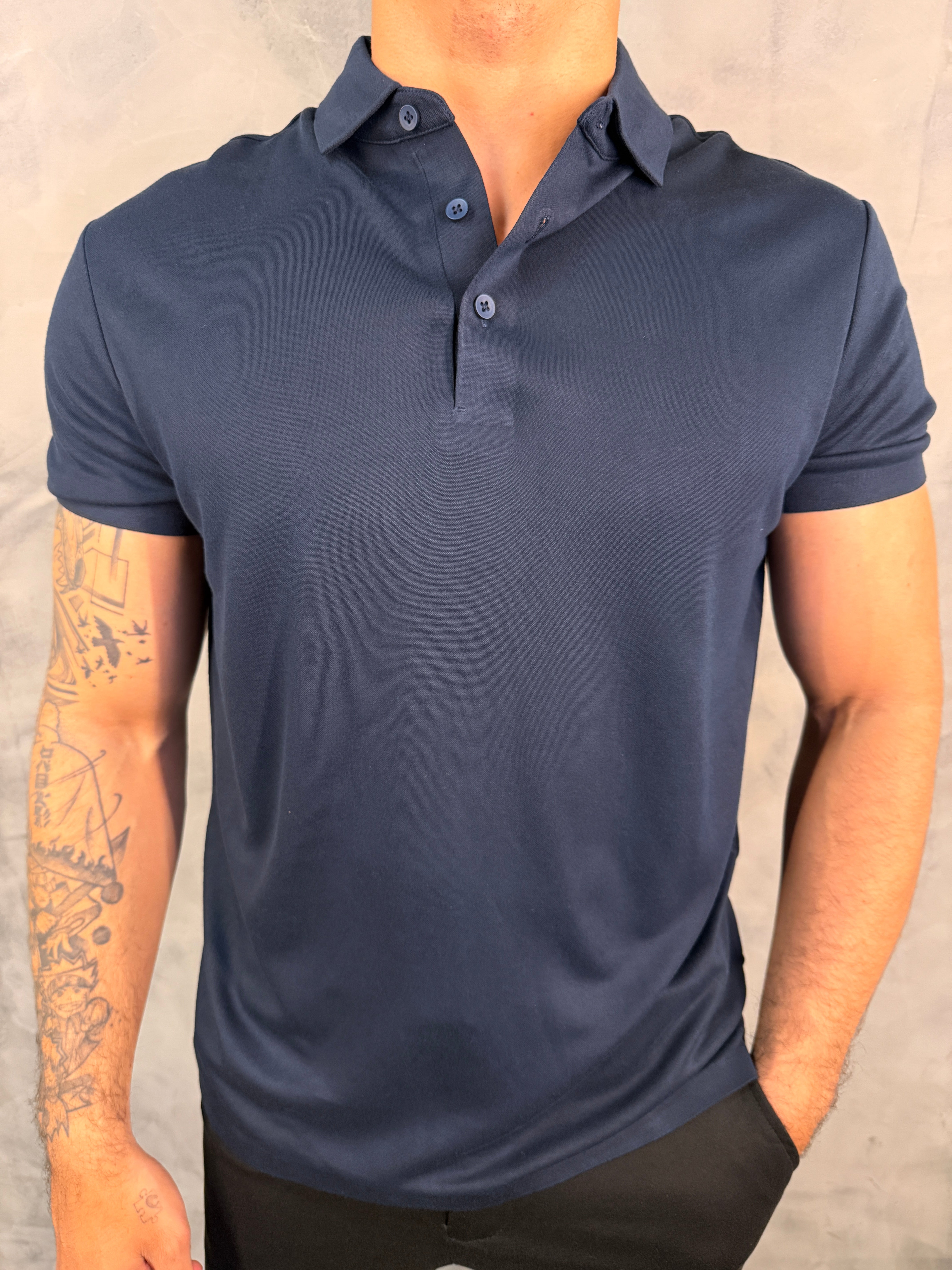 POLO ALGODÃO TECH PONTO H AZUL MARINHO