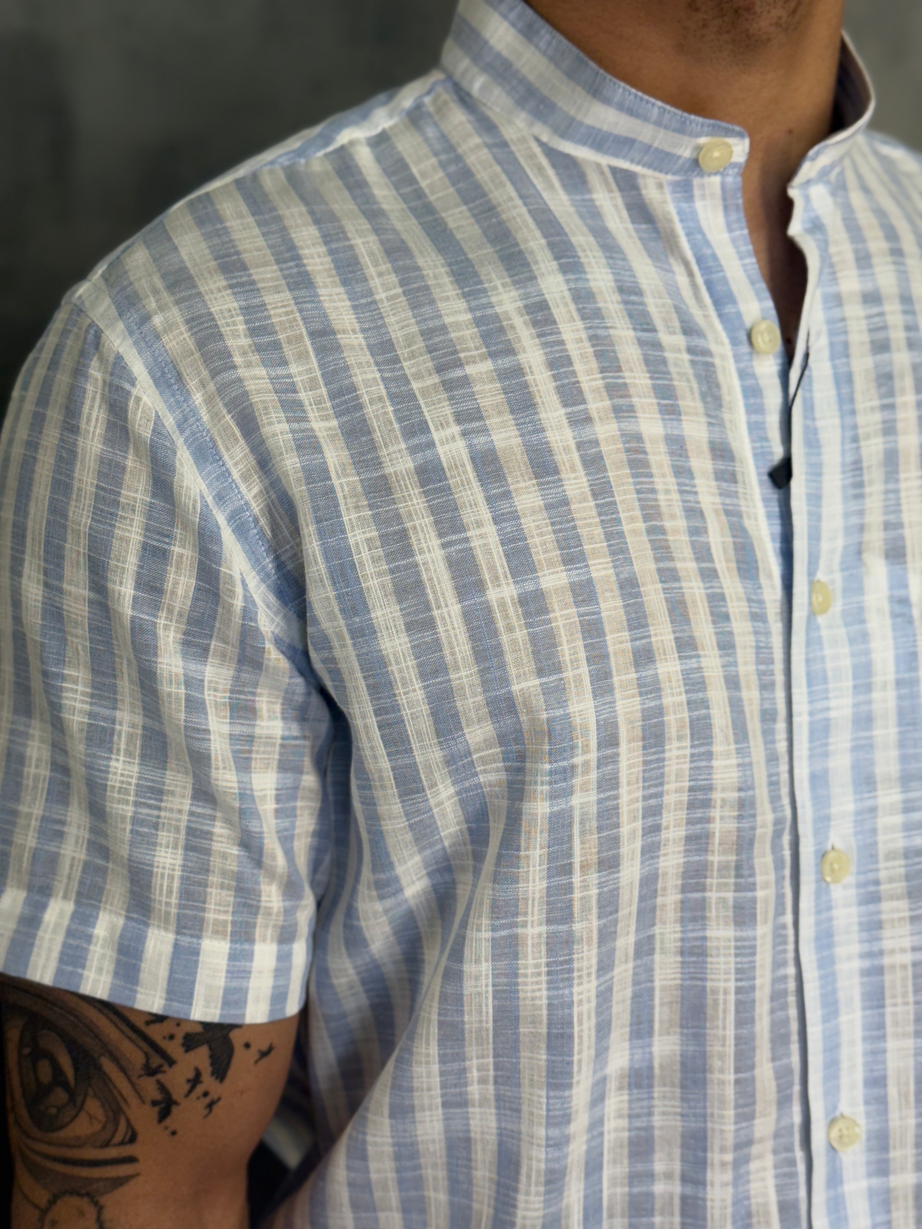 CAMISA M/C TRAMANDAI LISTRAS PONTO H AZUL BB