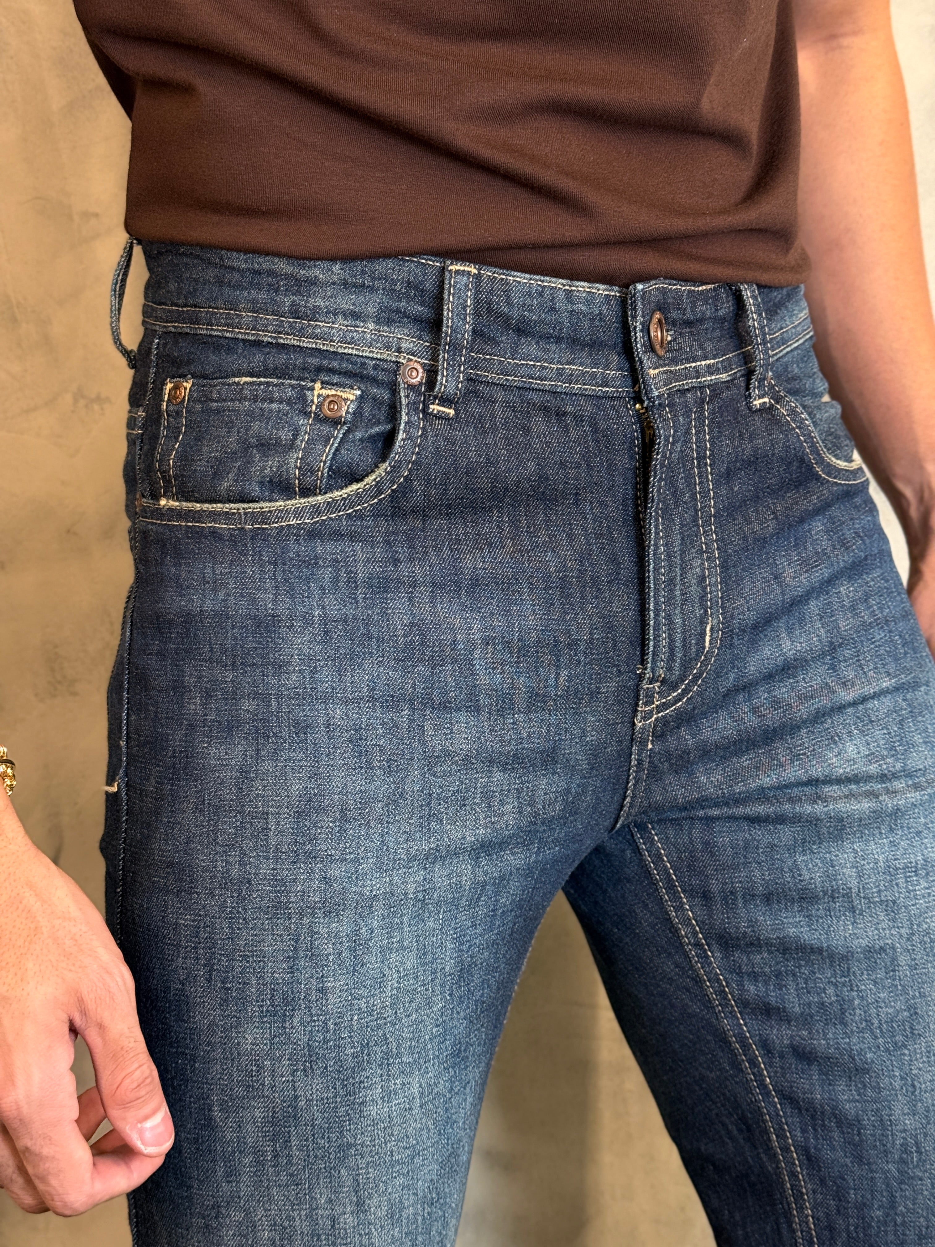 CALÇA JEANS PREMIUM VINTAGE DENIM SLIM KINGEJOE BLUE