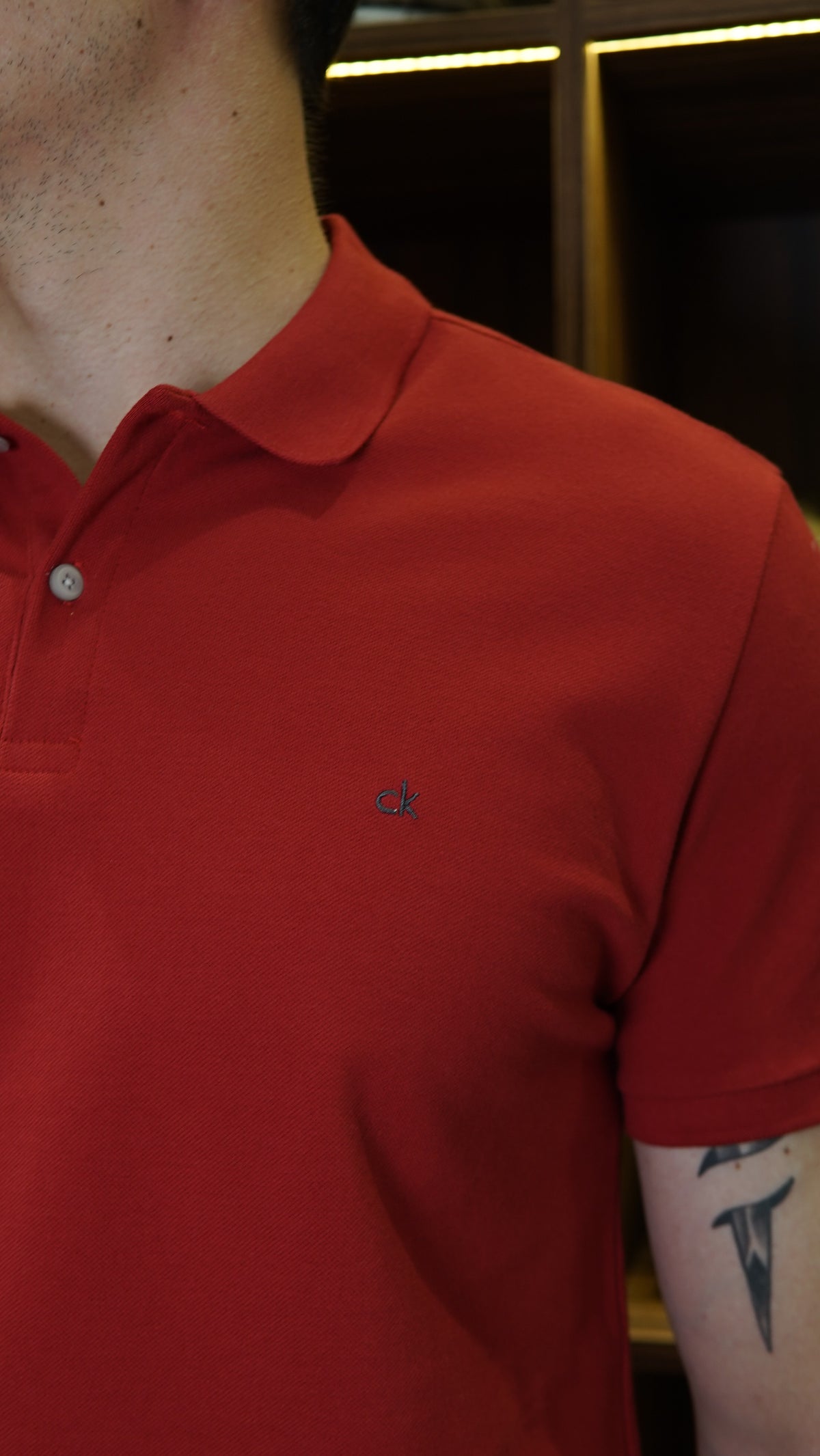 POLO SLIM BÁSICA CALVIN KLEIN VERMELHO