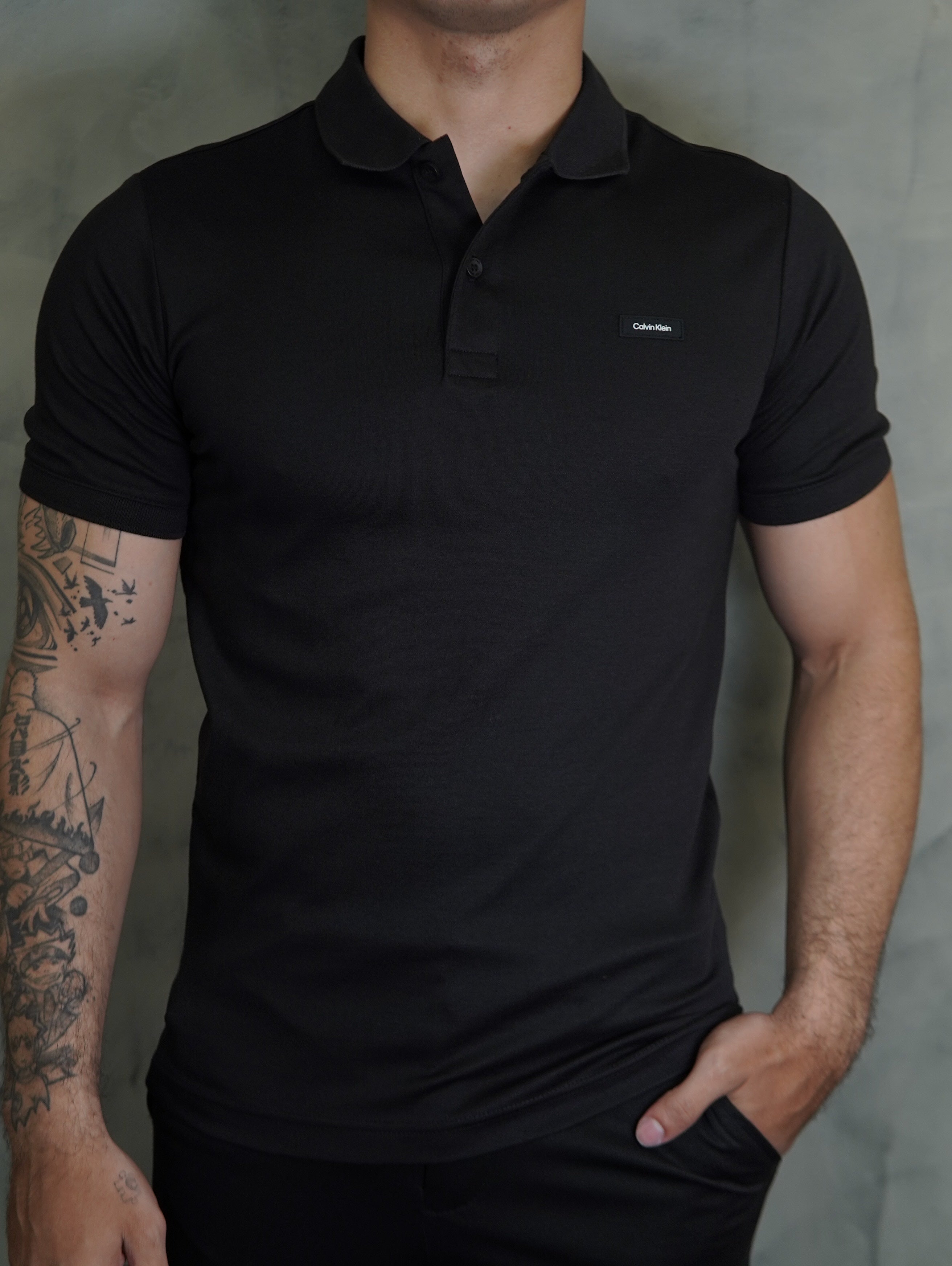 POLO SLIM SMOOTH COTTON CALVIN KLEIN PRETO