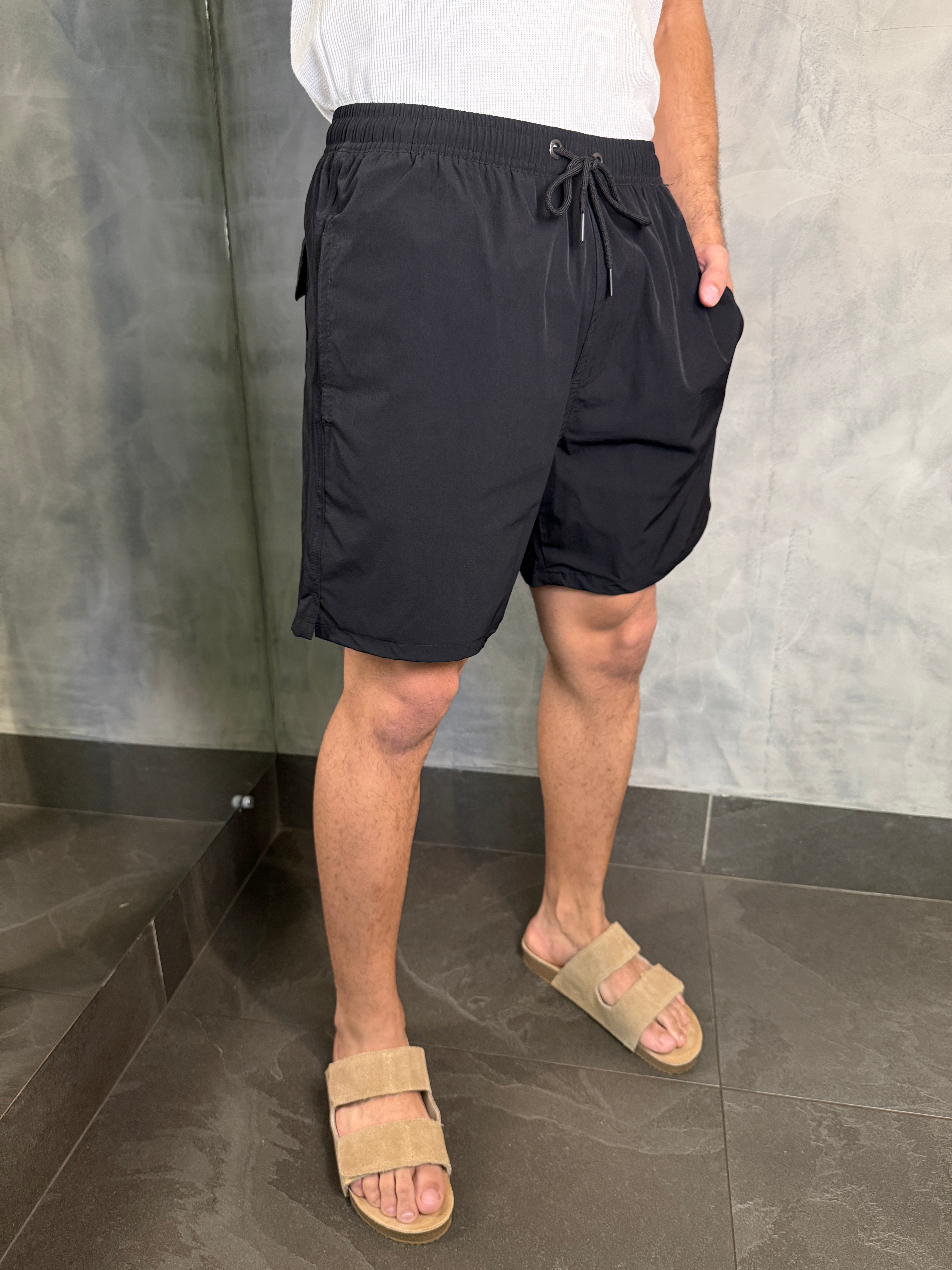 SHORTS NYLON POLIAMIDA FLEX UV50 KINGEJOE PRETO