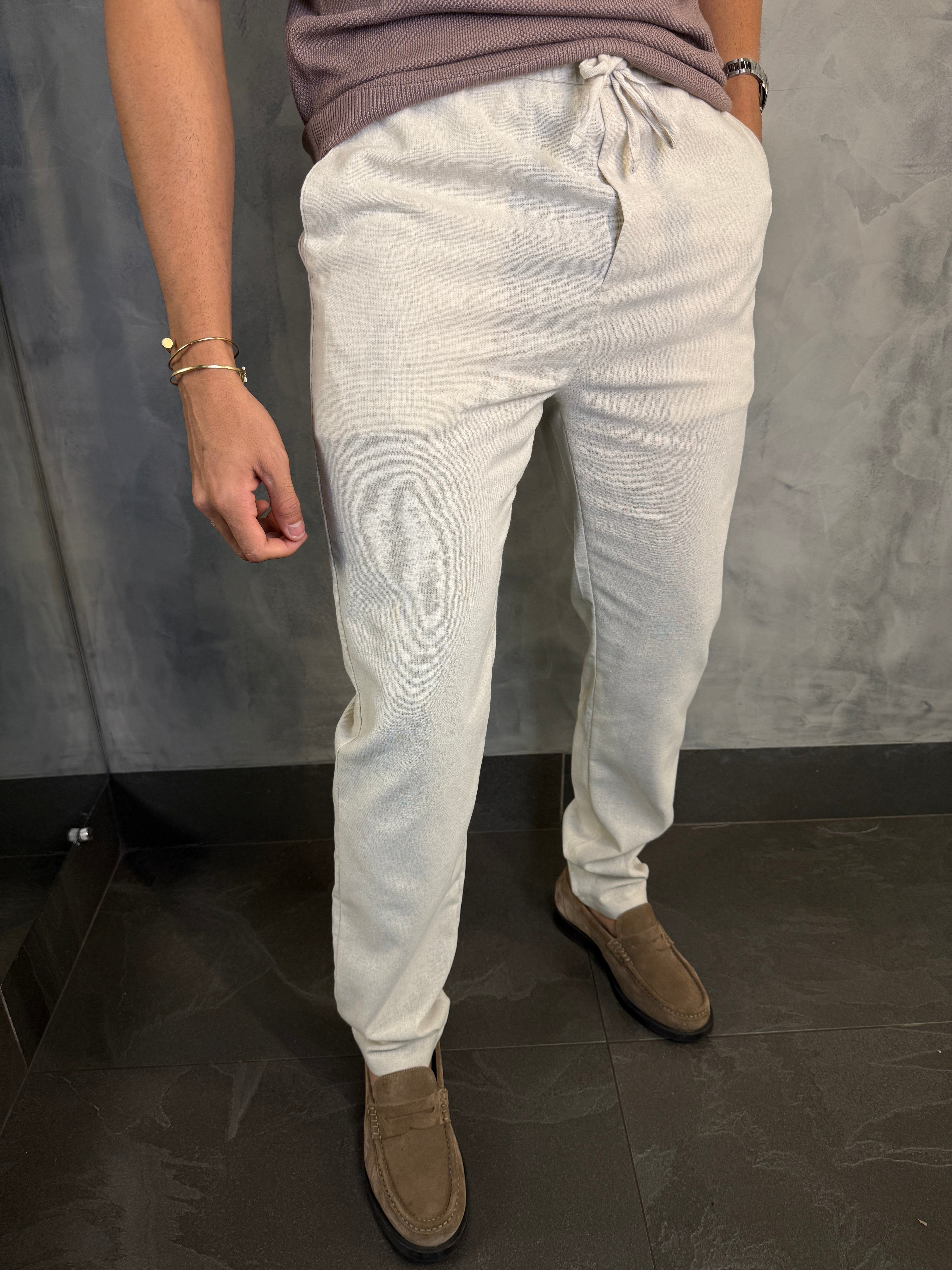 CALÇA CÓS ELÁSTICO KINGSTON PONTO H NATURAL