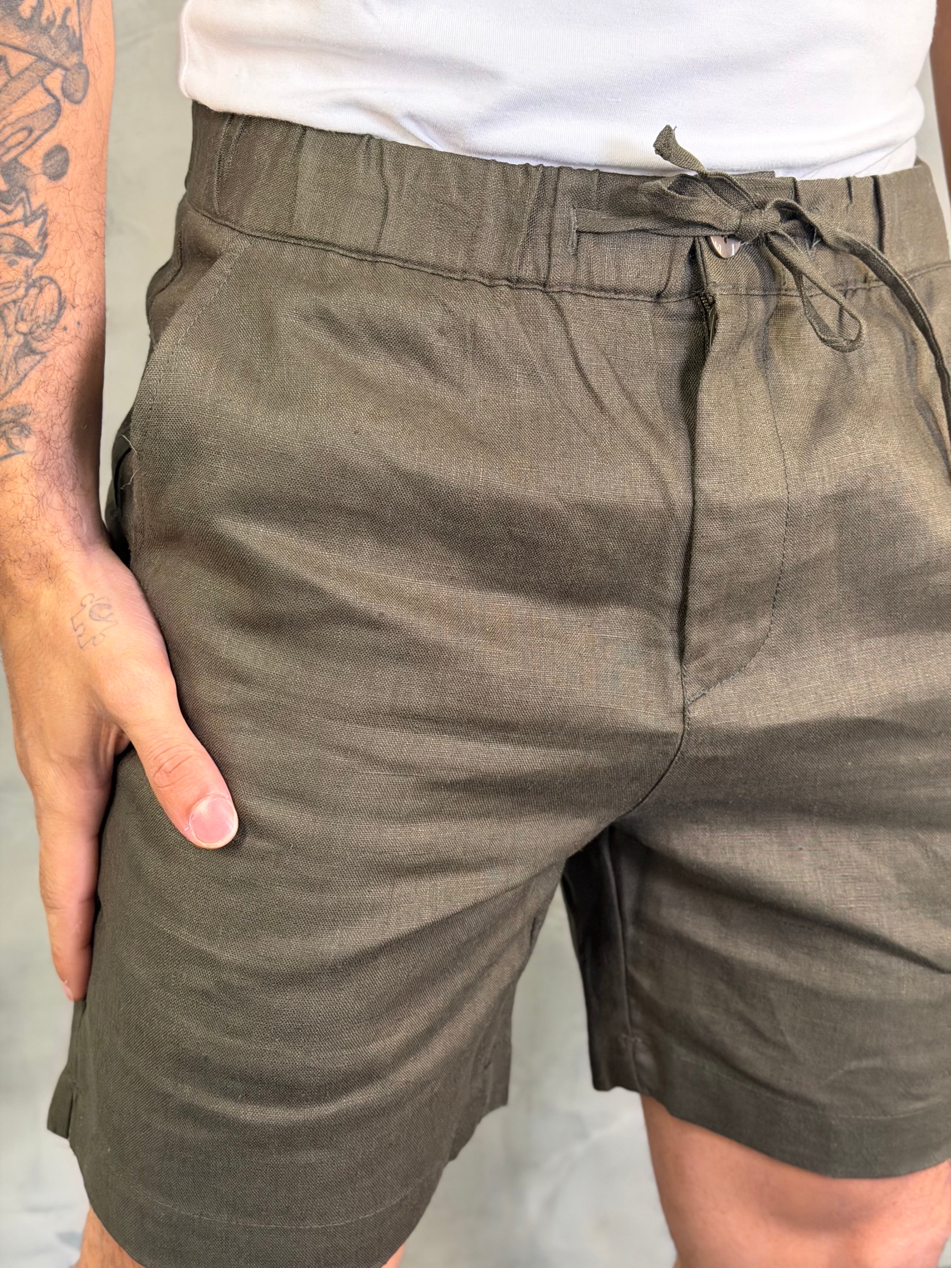 SHORT CASUAL PURO LINHO PONTO H