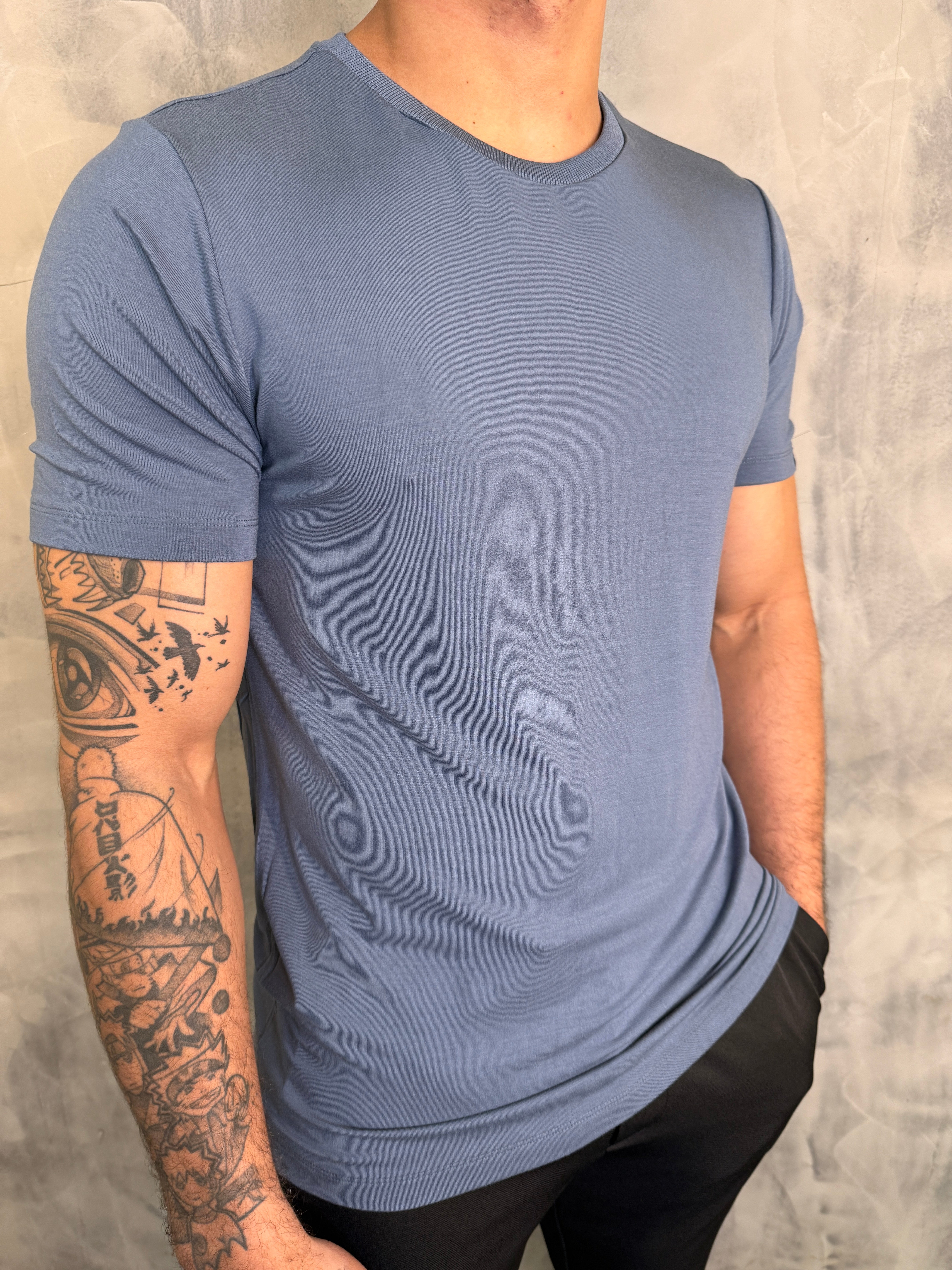T SHIRT TECH PONTO H AZUL