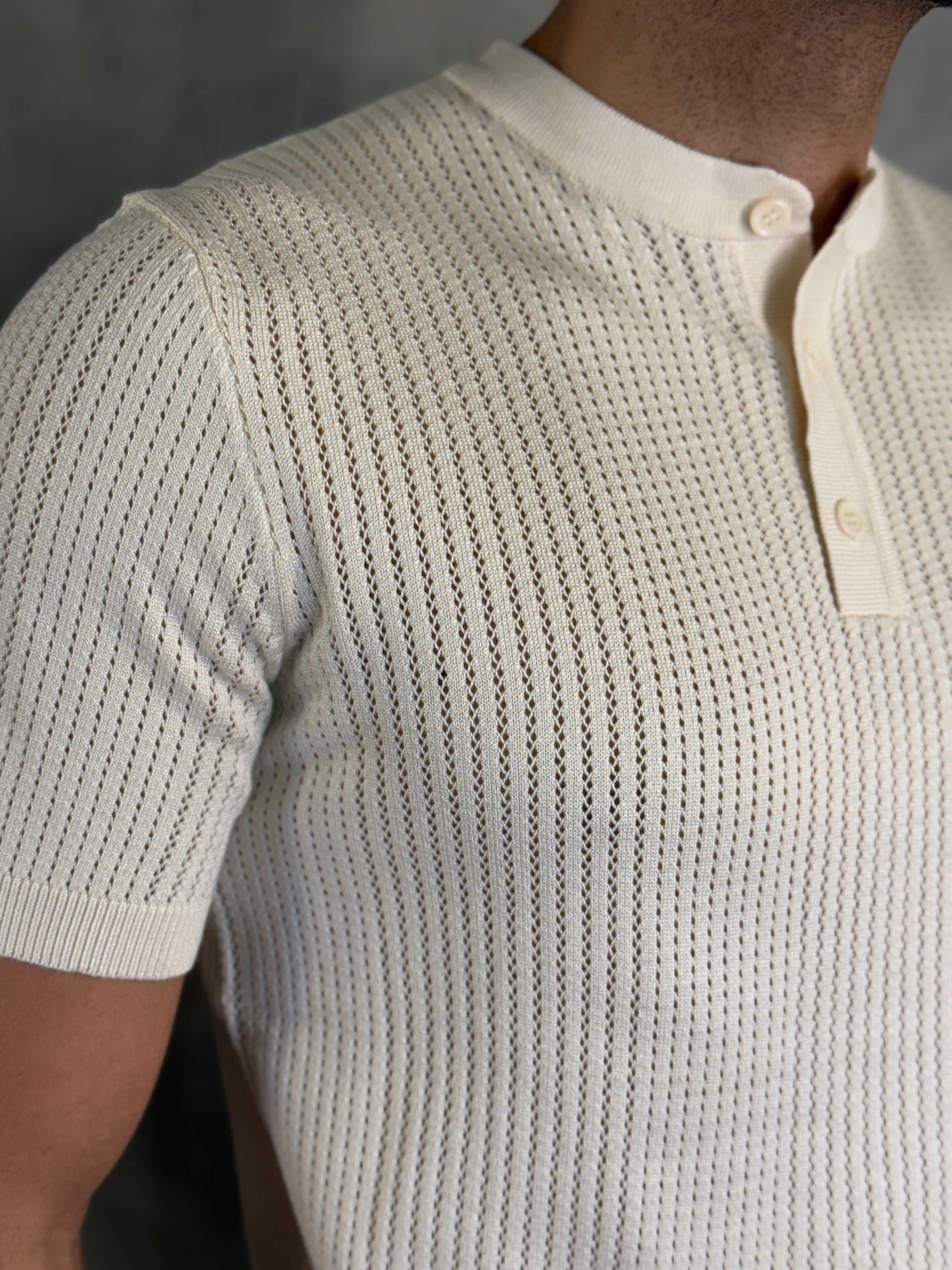 CAMISETA GOLA HENLEY TRICOT PONTO H