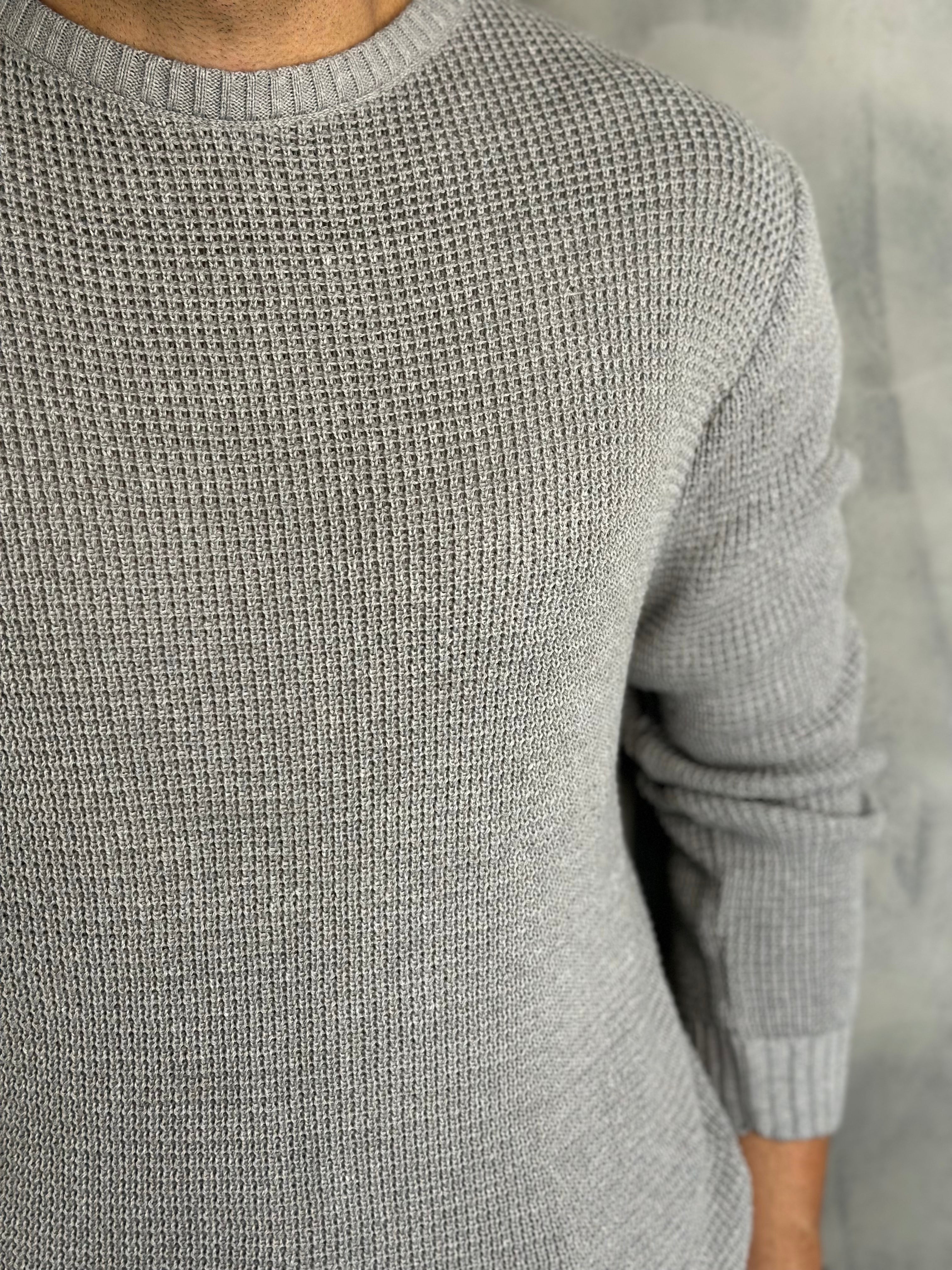 TRICOT SUETER SLIM PONTO COLMEIA KINGEJOE CINZA