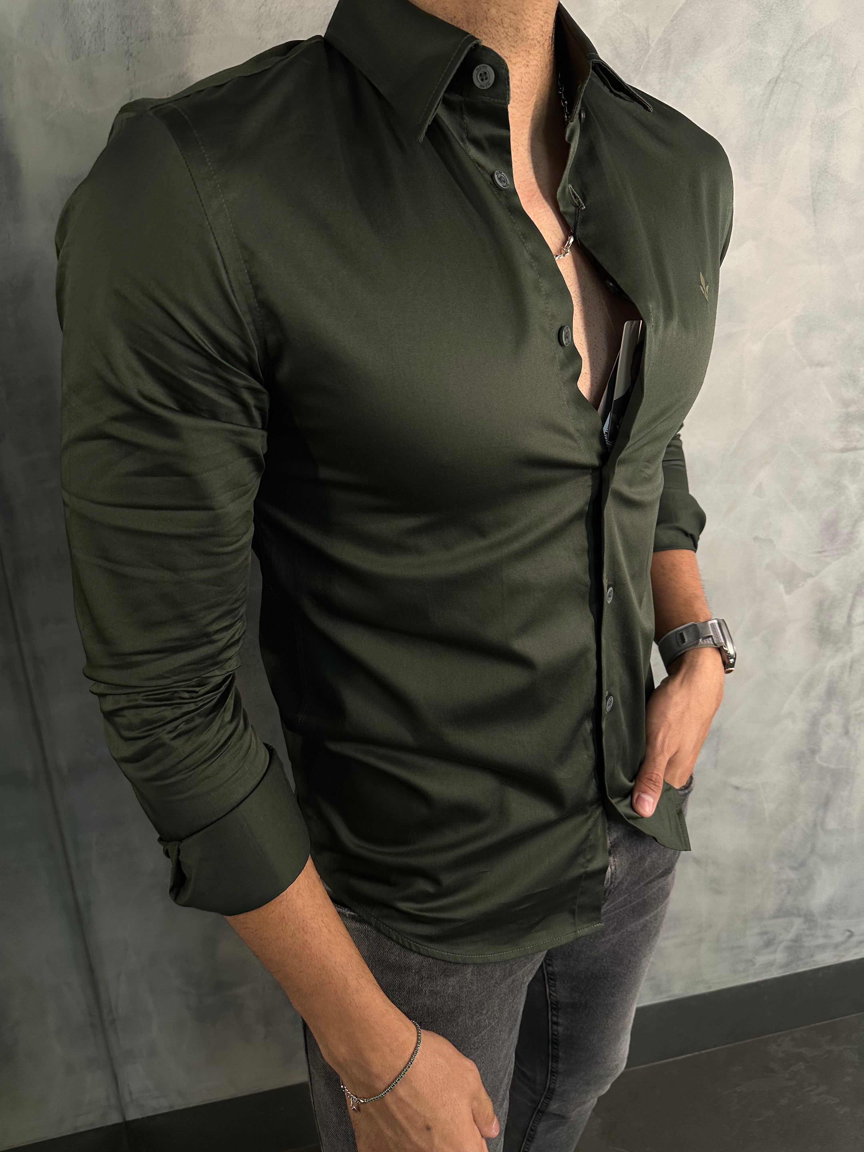 CAMISA ALGODÃO EGÍPCIO SLIM SELECT M/L DLZ VERDE CIPRESTE