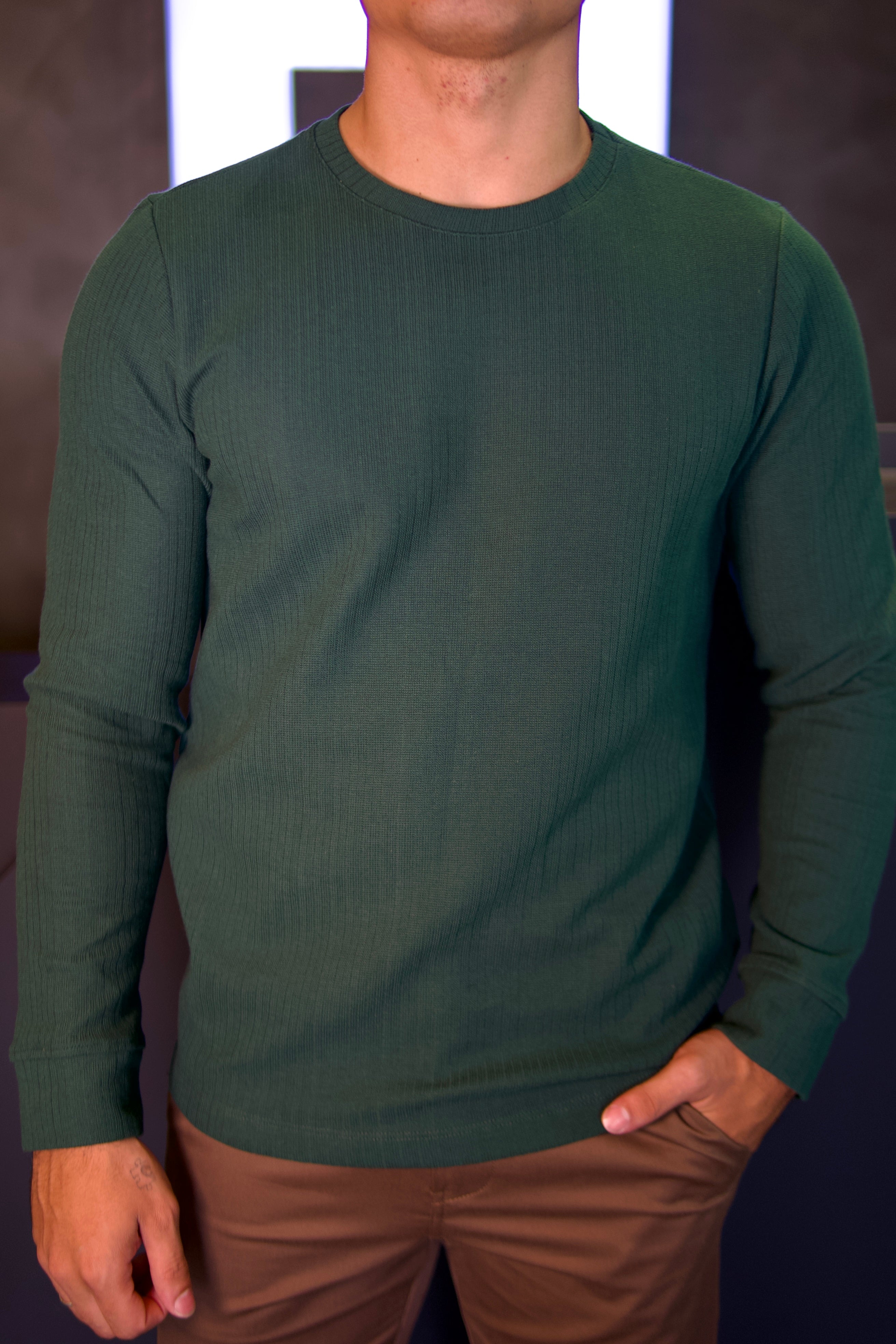 CAMISETA CANELADA M/L DLZ VERDE FLORESTA