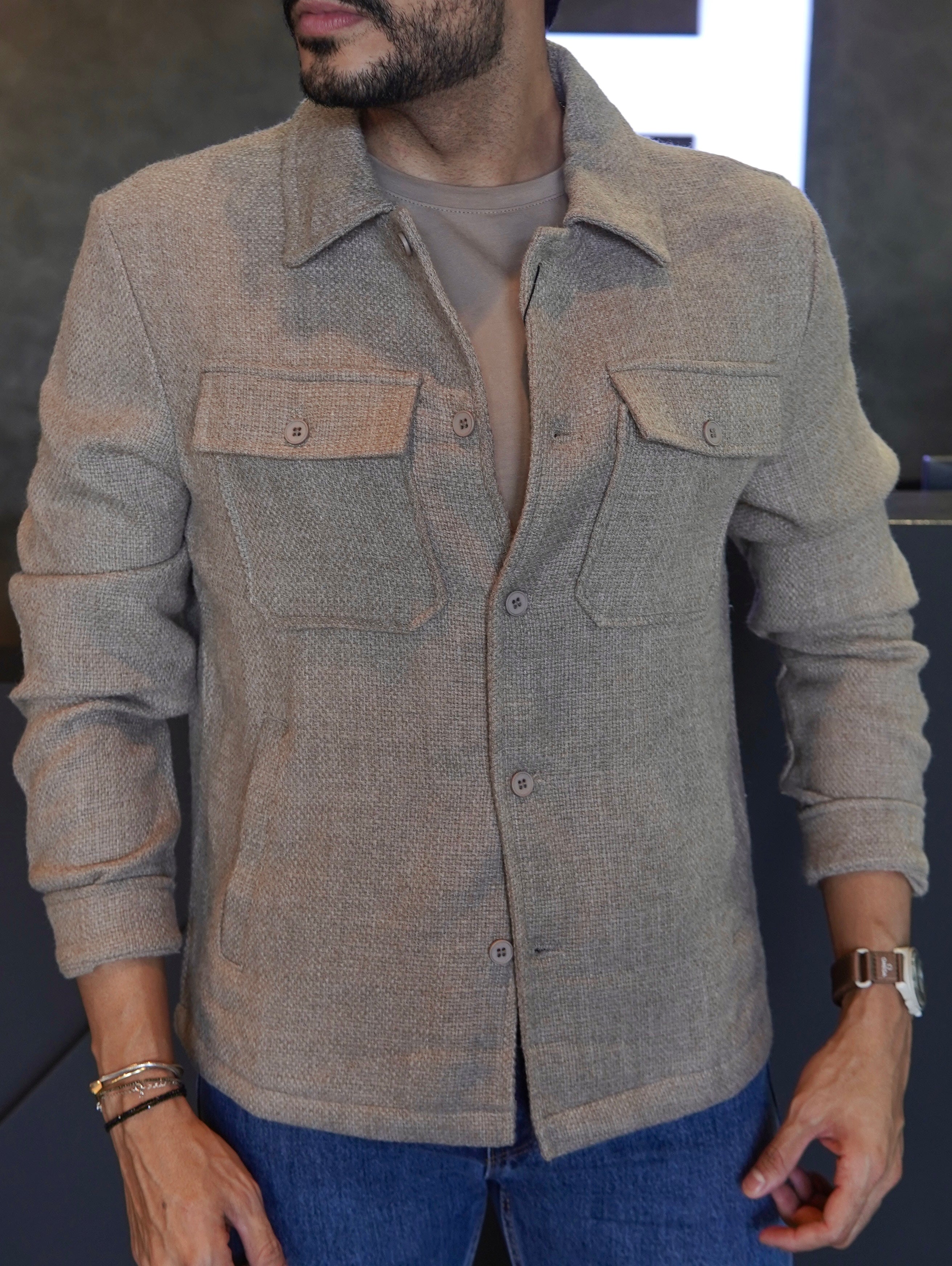 CAMISA M/L OVERSHIRT TRICOT PONTO H