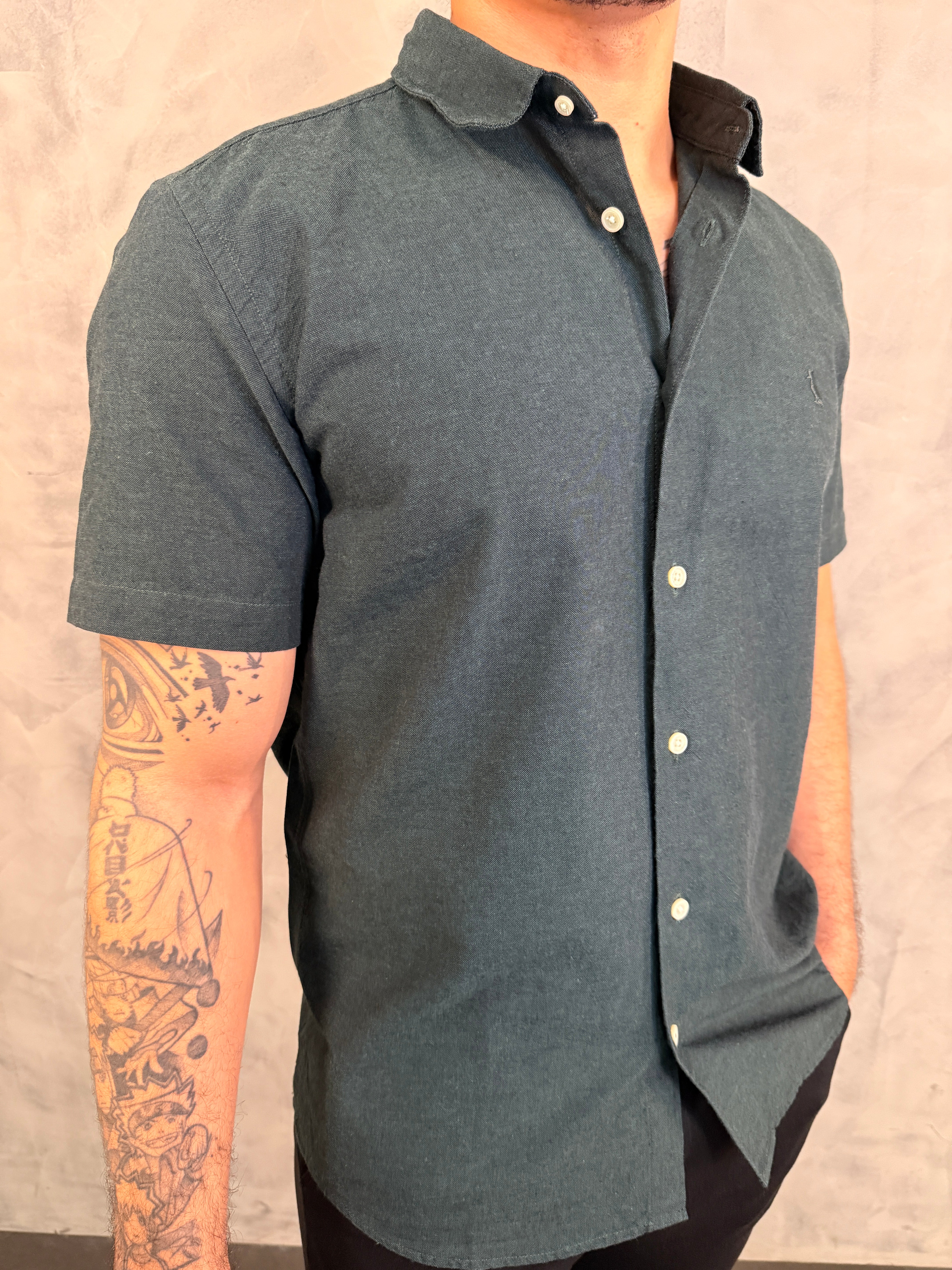 CAMISA M/C OXFORD COLOR RSV VERDE FLORESTA