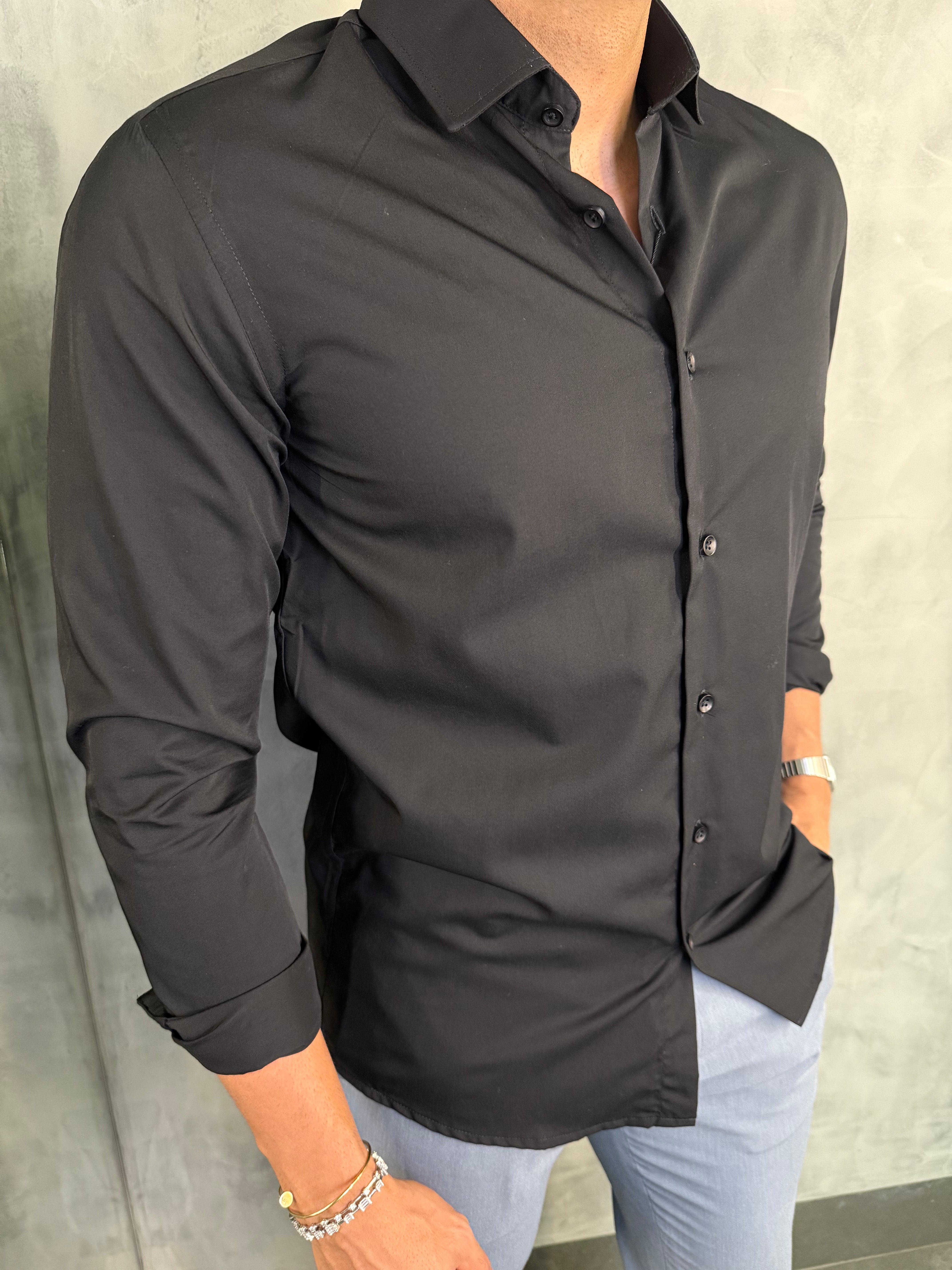 CAMISA M/L FIBRA DE BAMBOO INDICCATTO PRETO