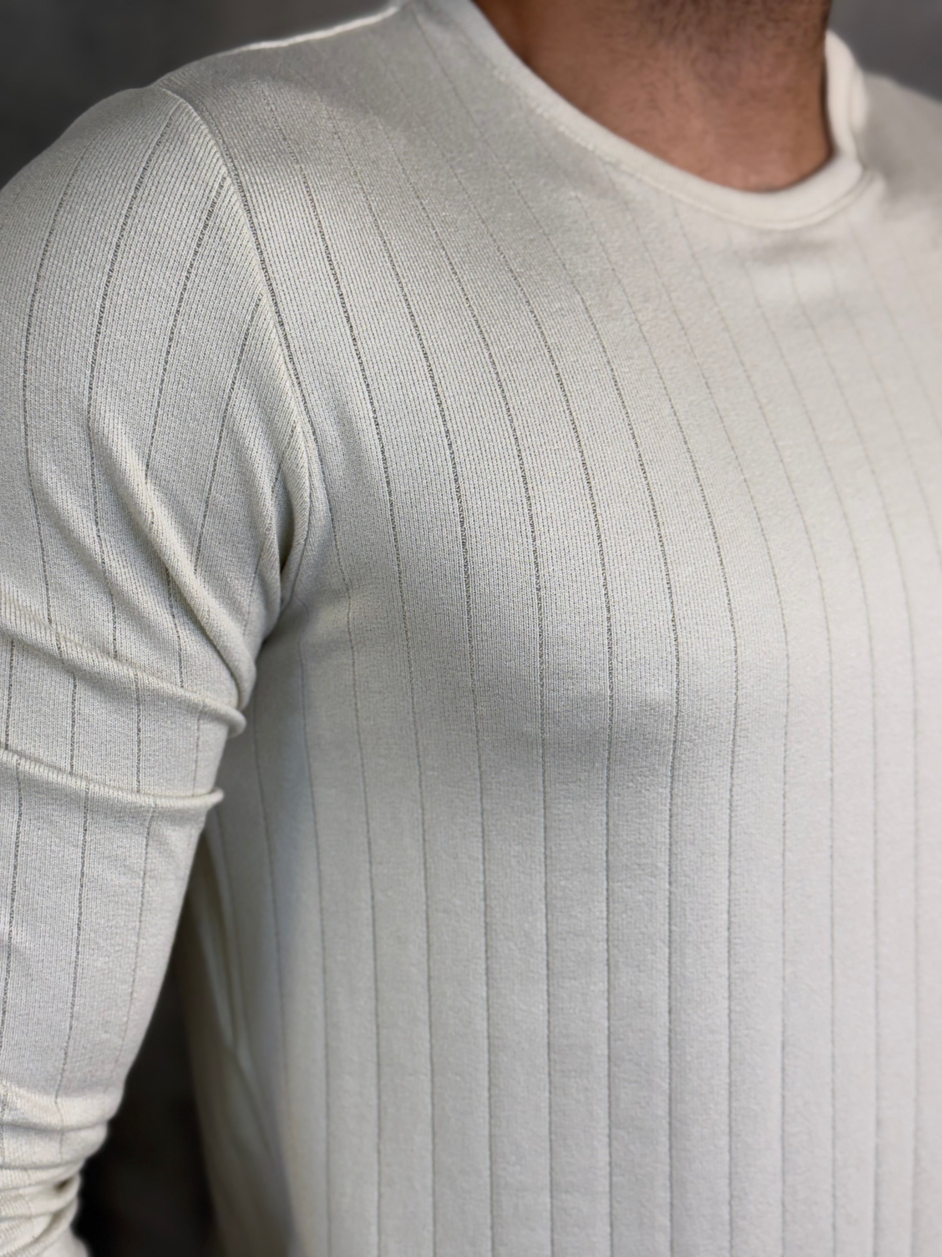 SUETER VISCOSE CANELADO KINGEJOE AREIA