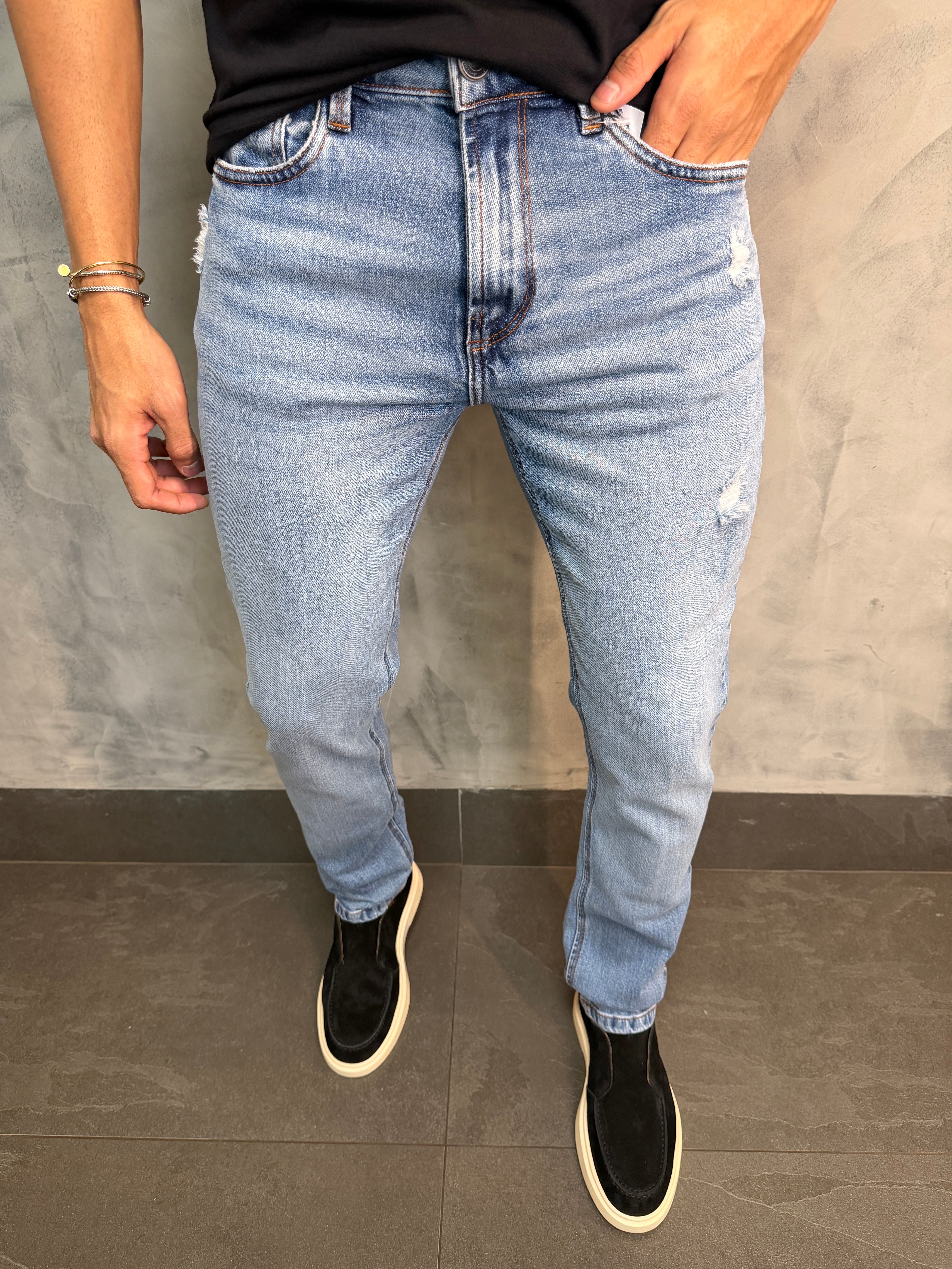 CALÇA JEANS SLIM ORIGINAL DENIM JEANS CLARO