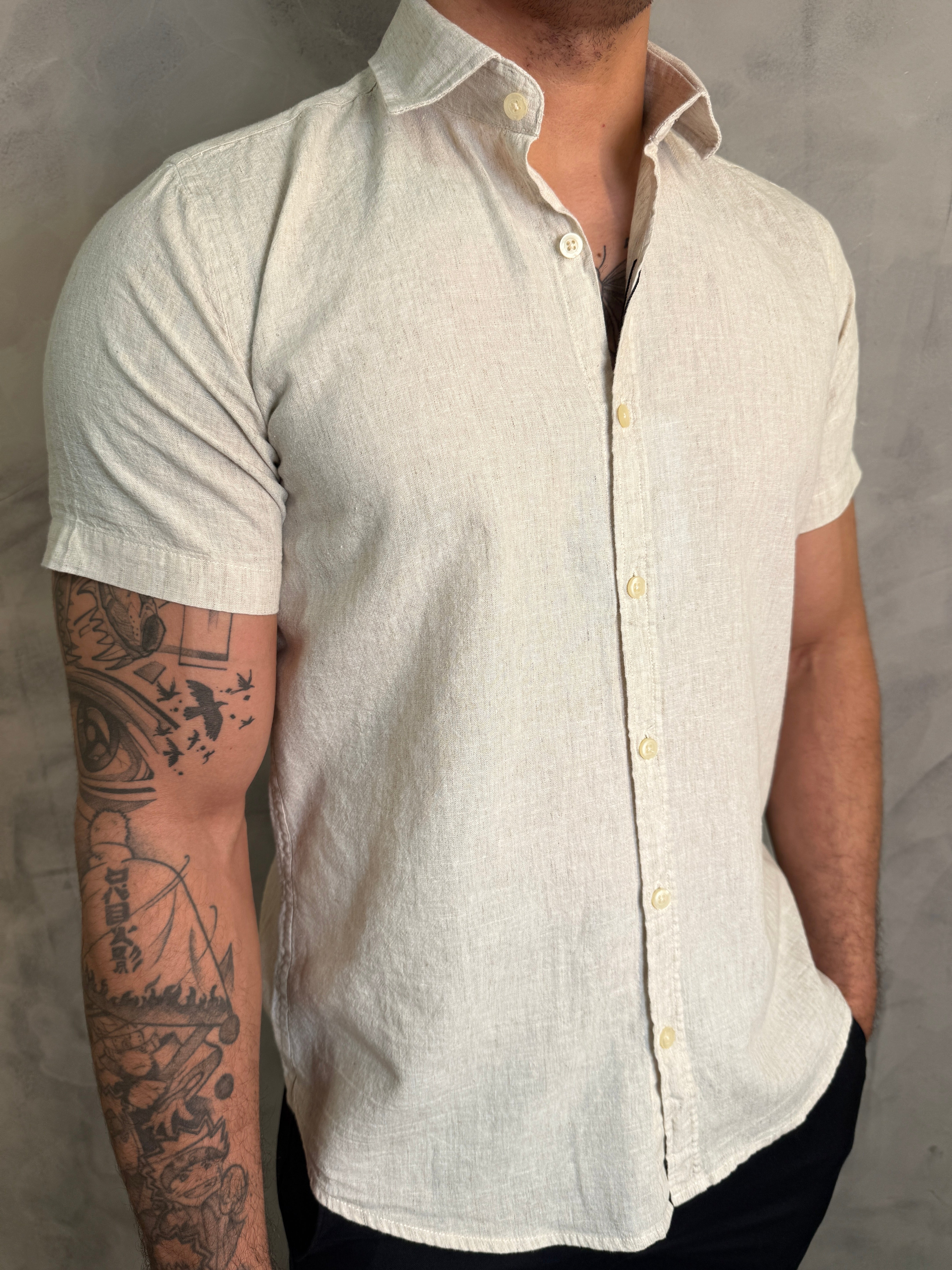 CAMISA M/C MARESIA PONTO H NATURAL