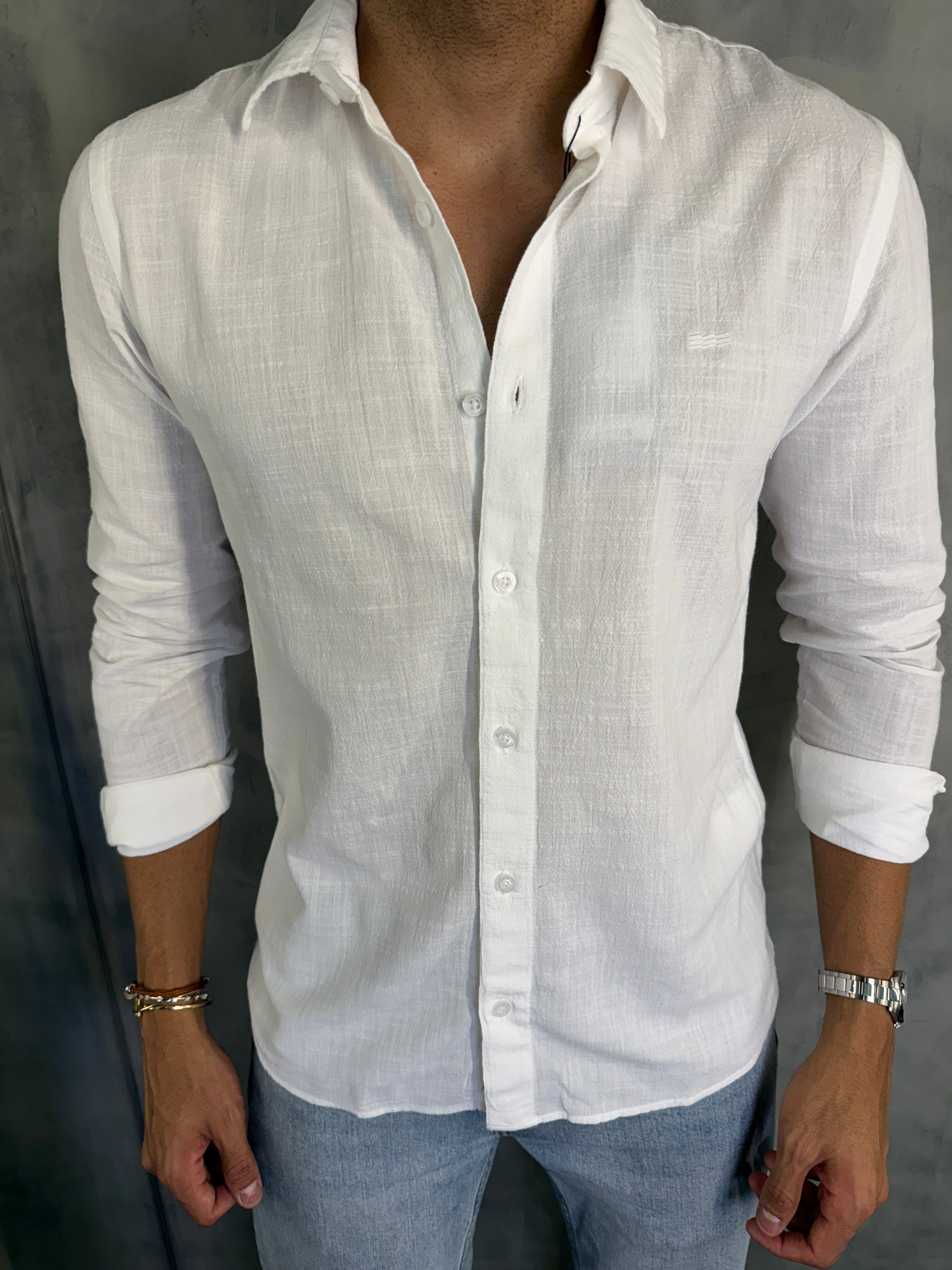 CAMISA M/L CASUAL FLAME COTTON PACIFIC KINGEJOE OFF WHITE