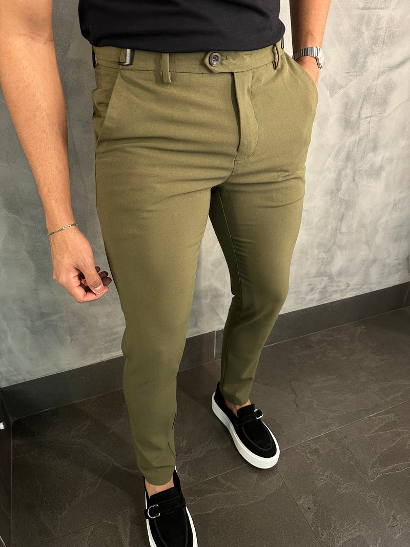 CALÇA ALF ATENAS AJUSTE FIVELA PONTO H VERDE MILITAR