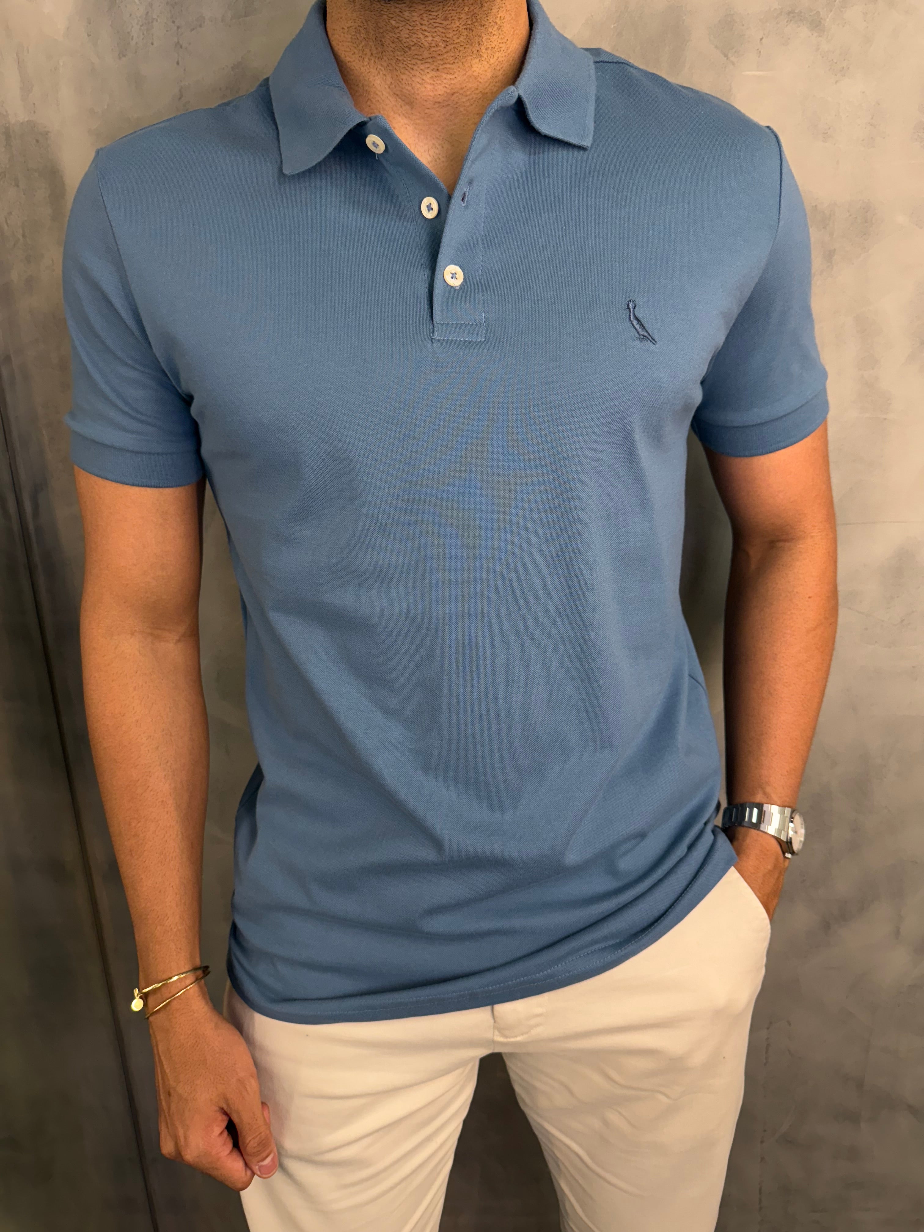 POLO PIQUET CLÁSSICA RSV AZUL JEANS