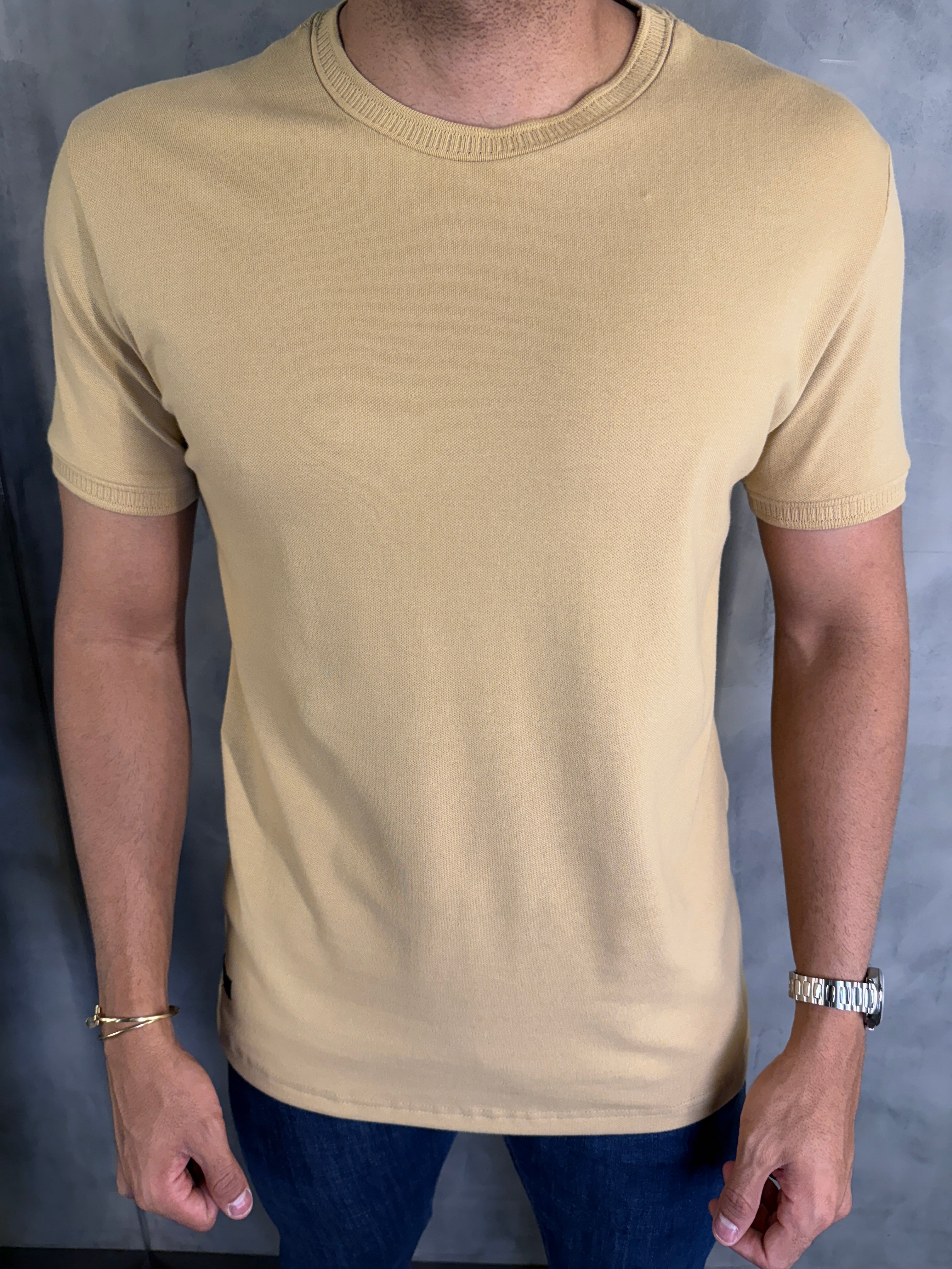 CAMISETA PIQUET PREMIUM SPORT SLIM KINGEJOE OCRE
