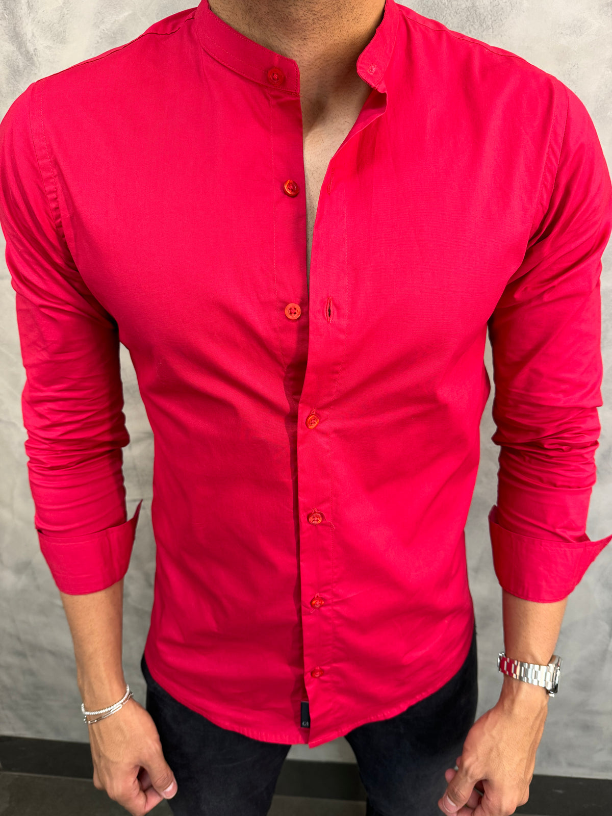 CAMISA M/L GOLA PADRE CALLING VERMELHO