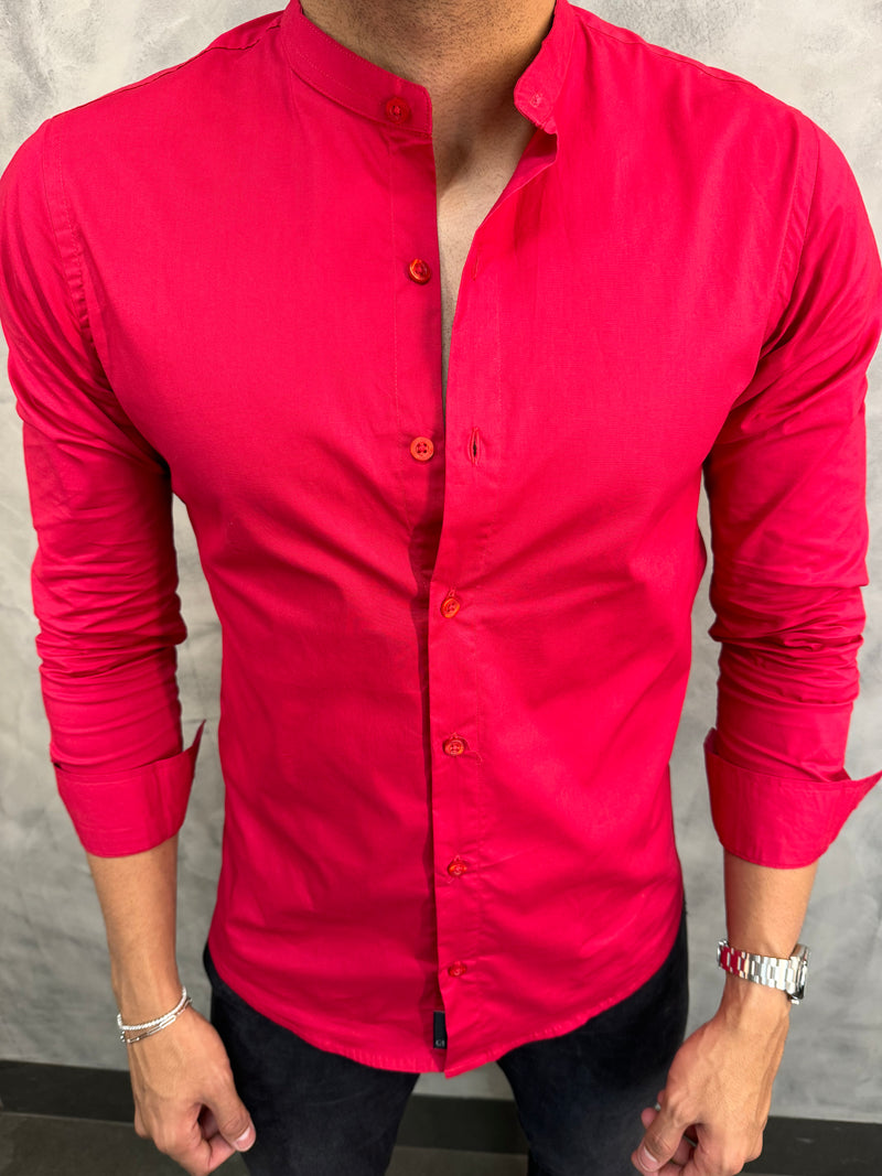 CAMISA M/L GOLA PADRE CALLING VERMELHO