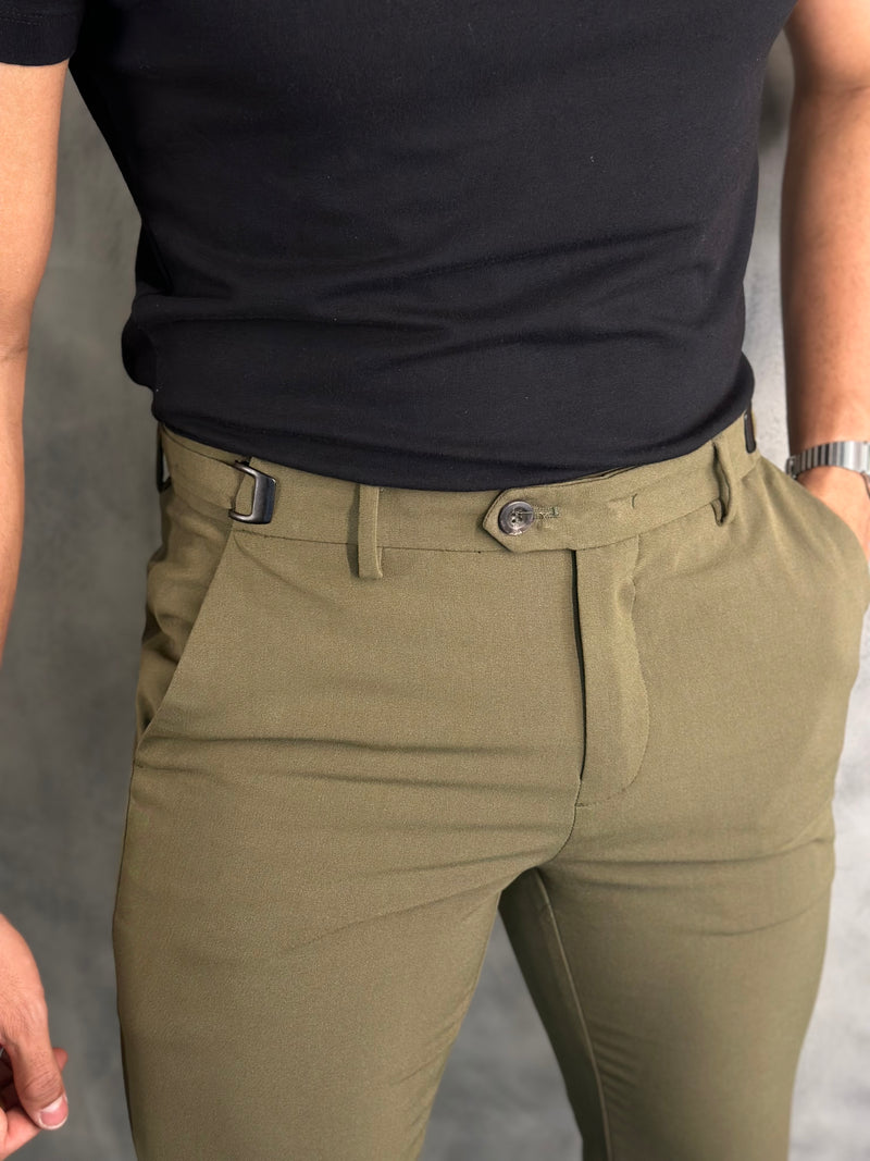 CALÇA ALF ATENAS AJUSTE FIVELA PONTO H VERDE MILITAR