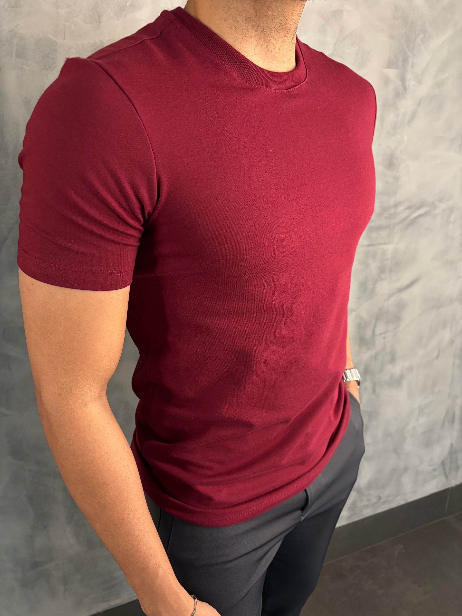 CAMISETA SLIM FIT PONTO H MARSALA