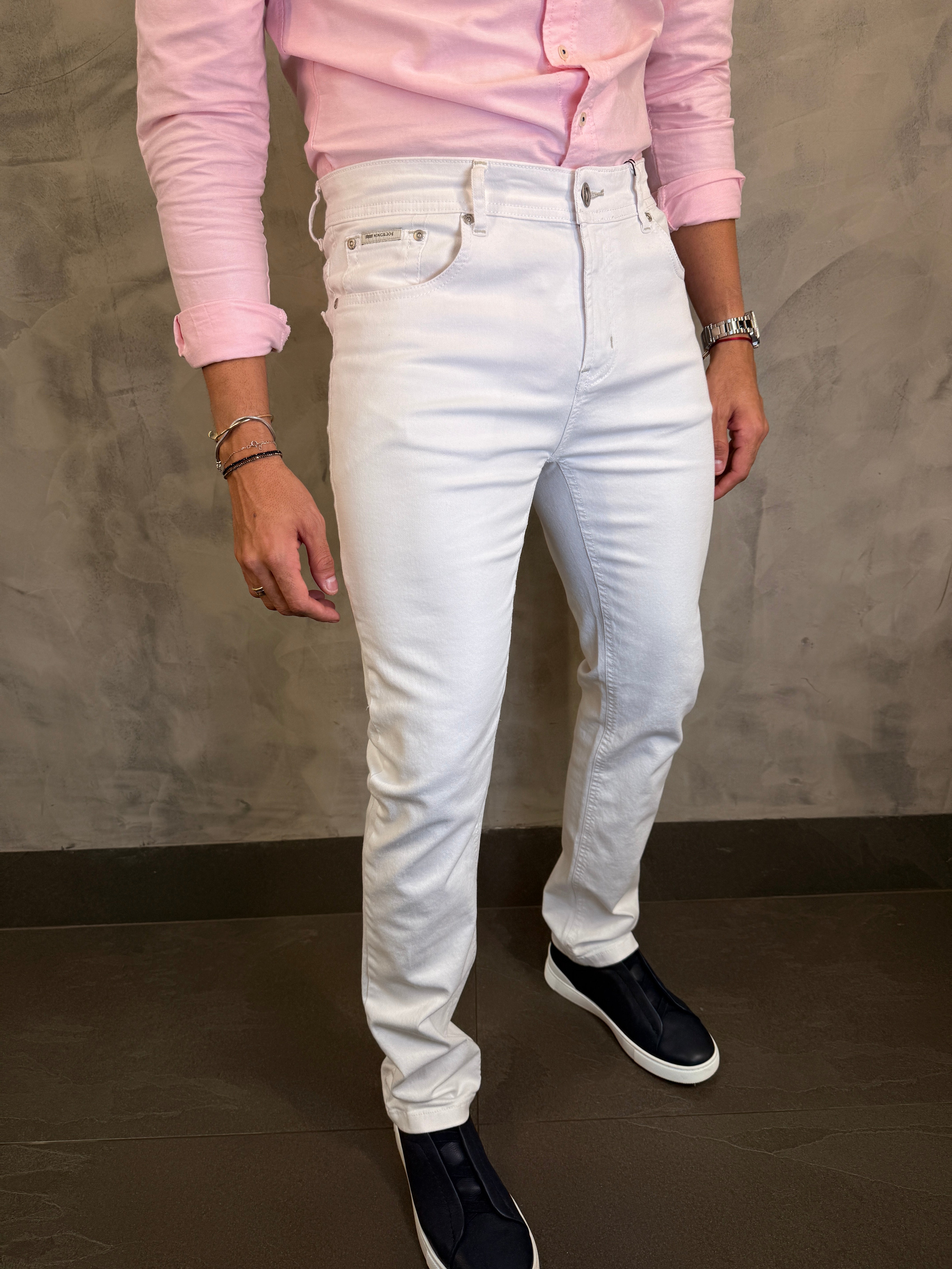 CALÇA JEANS PREMIUM FLEX SLIM KINGEJOE BRANCO