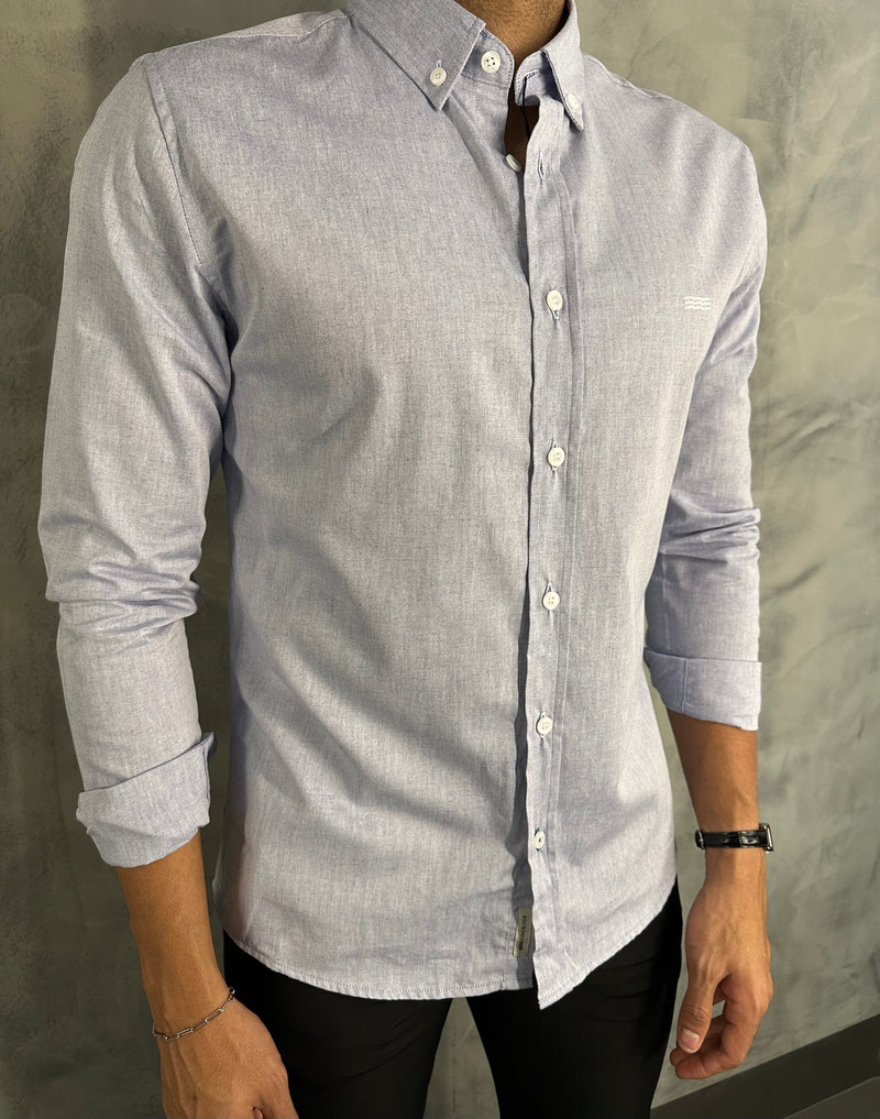 CAMISA CASUAL SLIM M/L  KINGEJOE AZUL CL