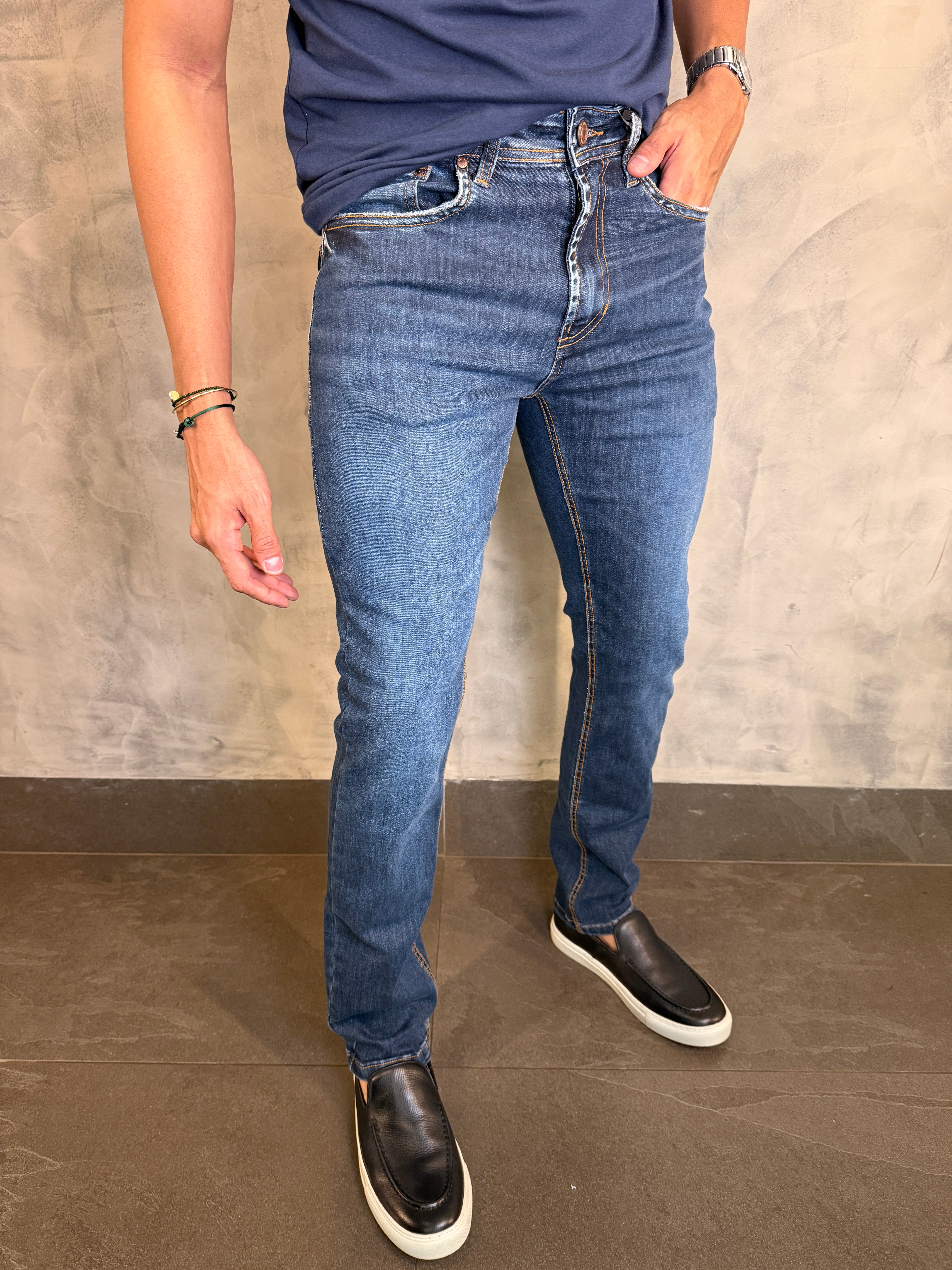 CALÇA JEANS SLIM TRIPLE DRY PONTO H BLUE BLACK