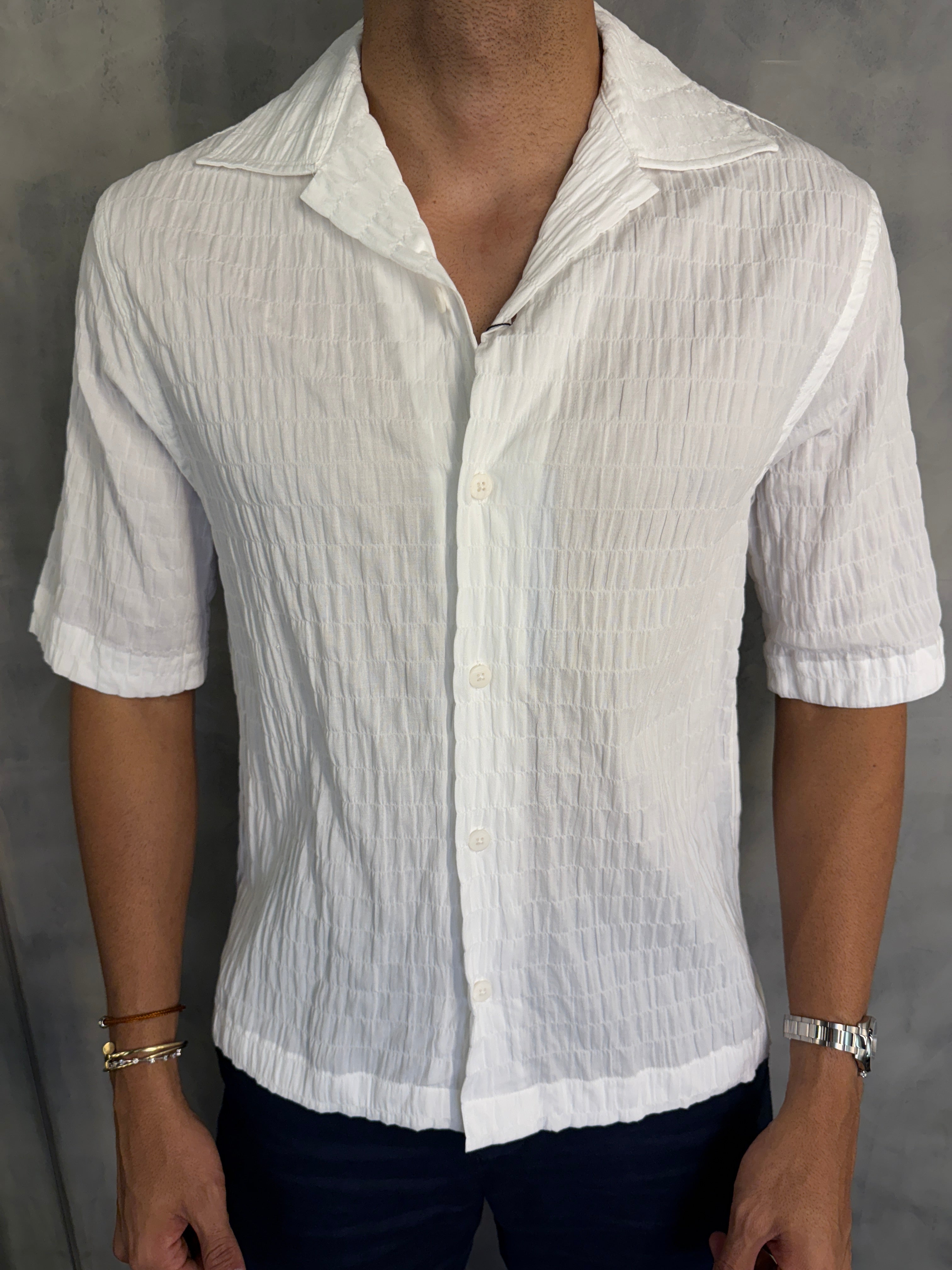 CAMISA M/C TEXTURA PONTO H BRANCO