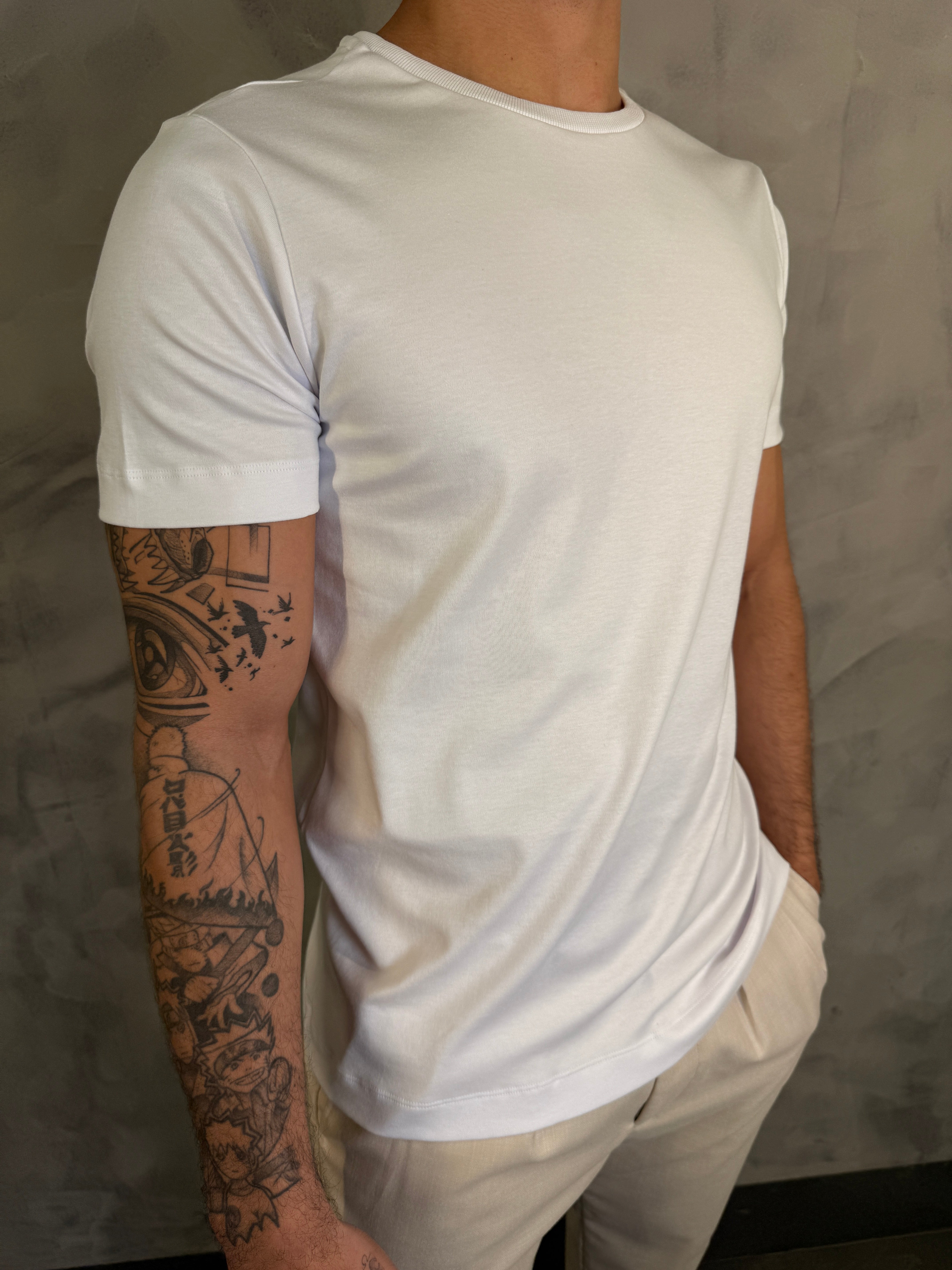 CAMISETA BÁSICA HERMES PONTO H BRANCO