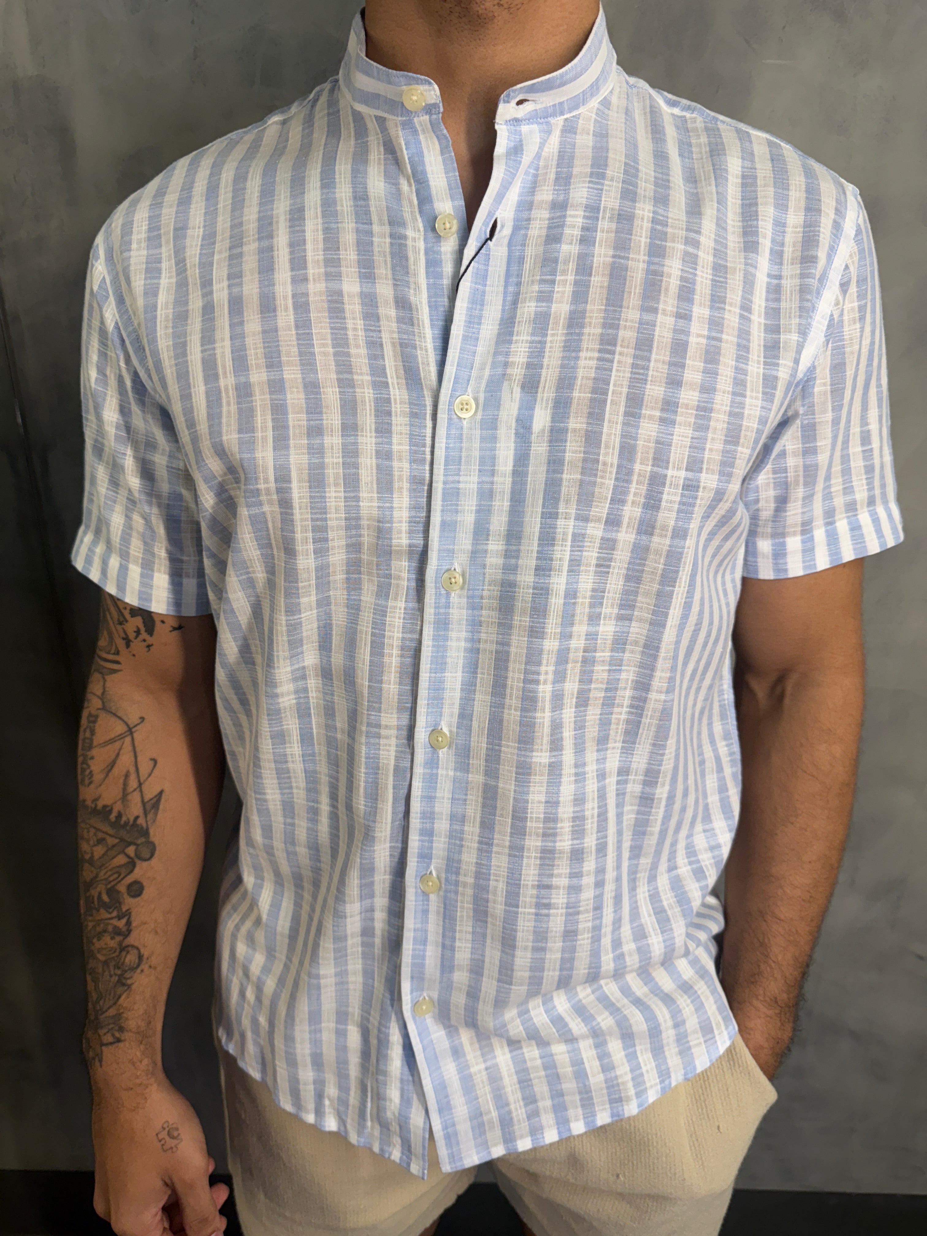 CAMISA M/C TRAMANDAI LISTRAS PONTO H AZUL BB