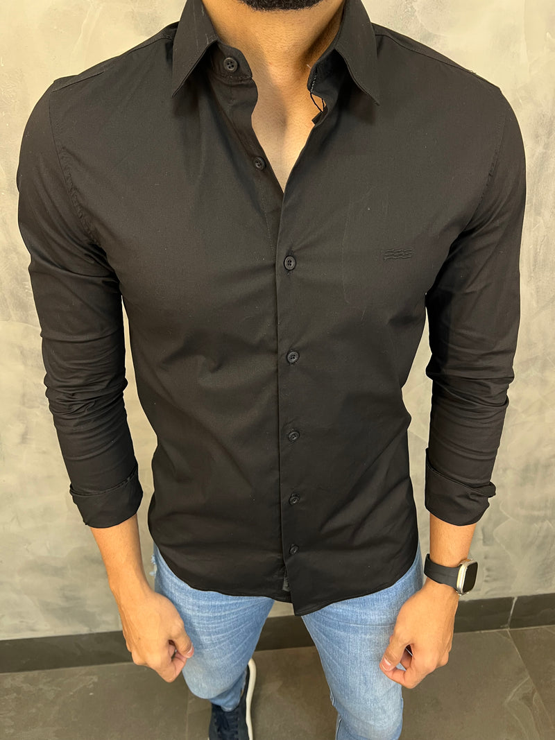 CAMISA SOCIAL M/L ELASTANO KINGEJOE PRETO