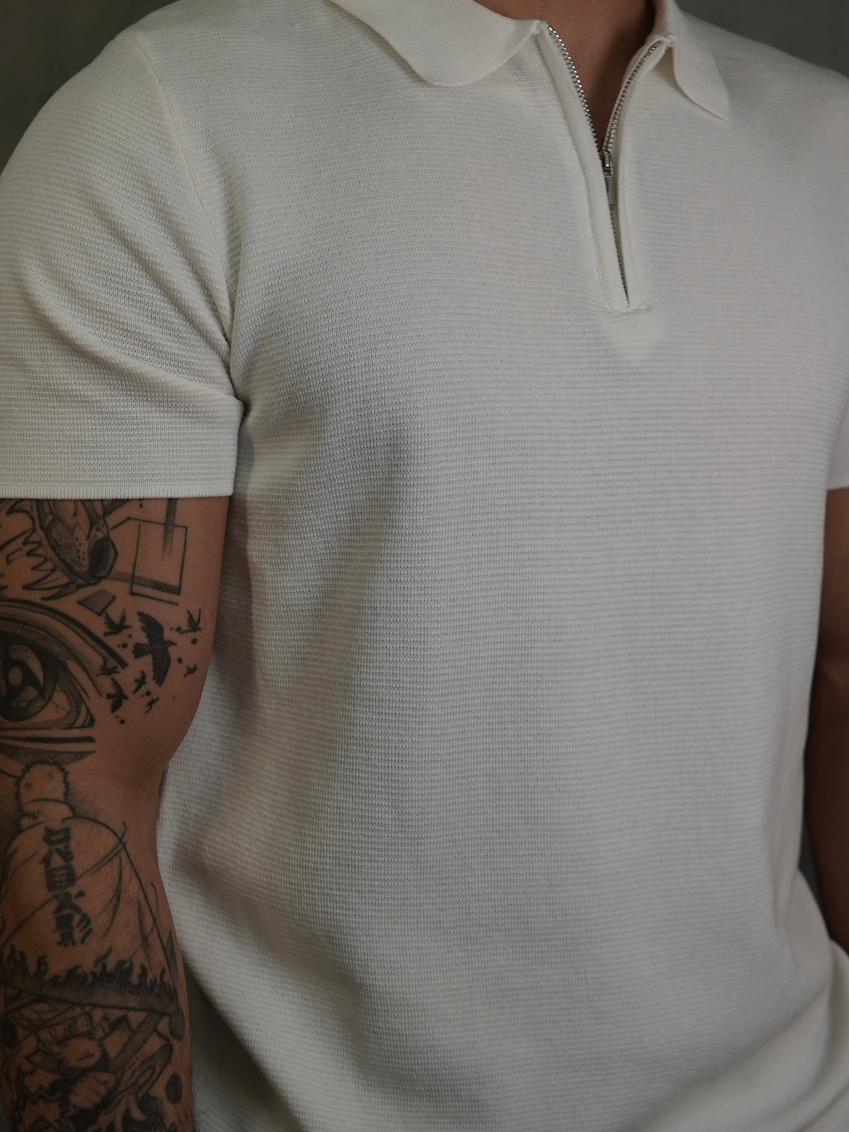 POLO ZÍPER TRICOT PONTO H BRANCO