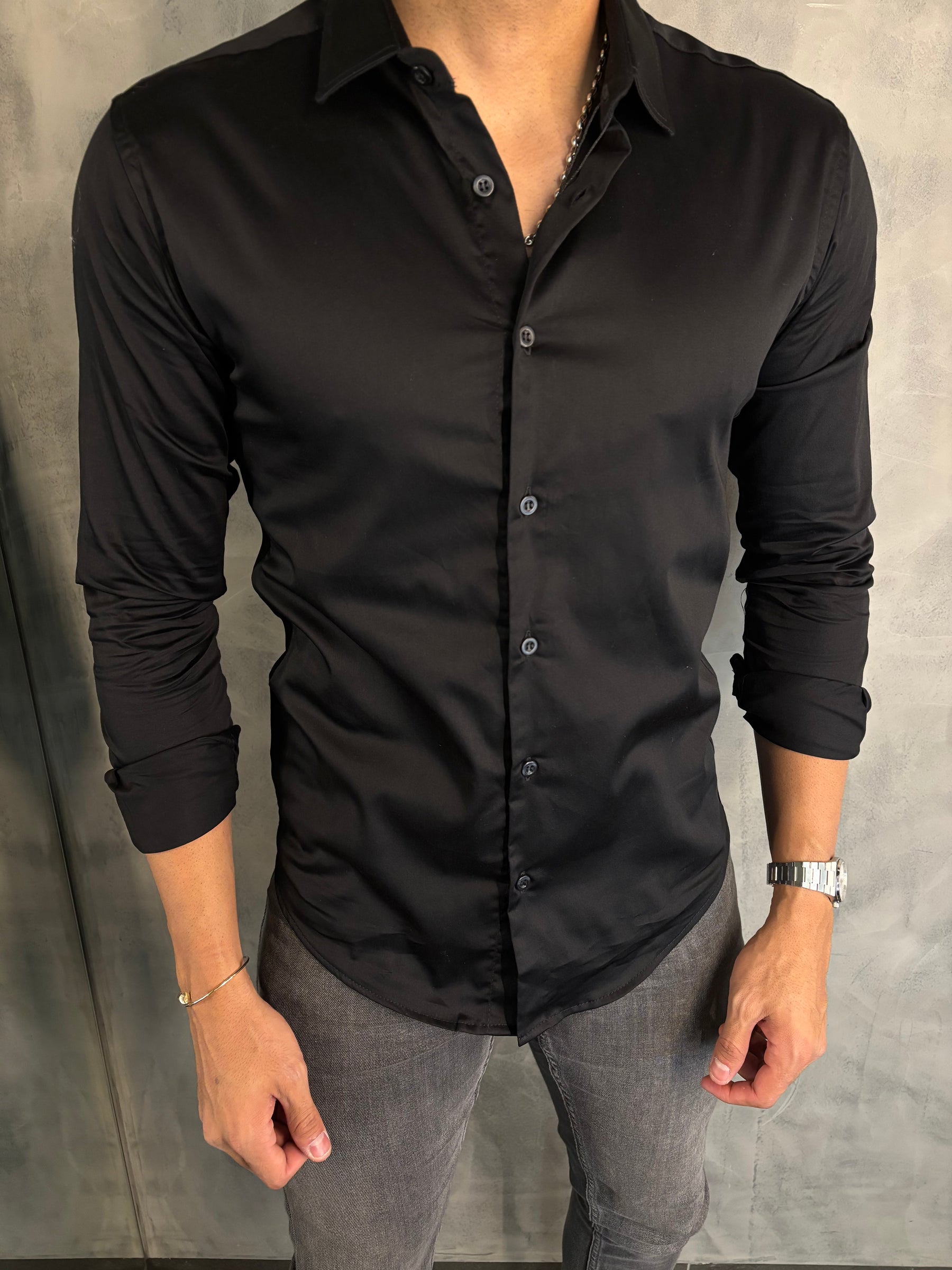 CAMISA M/L ACETINADA PONTO H