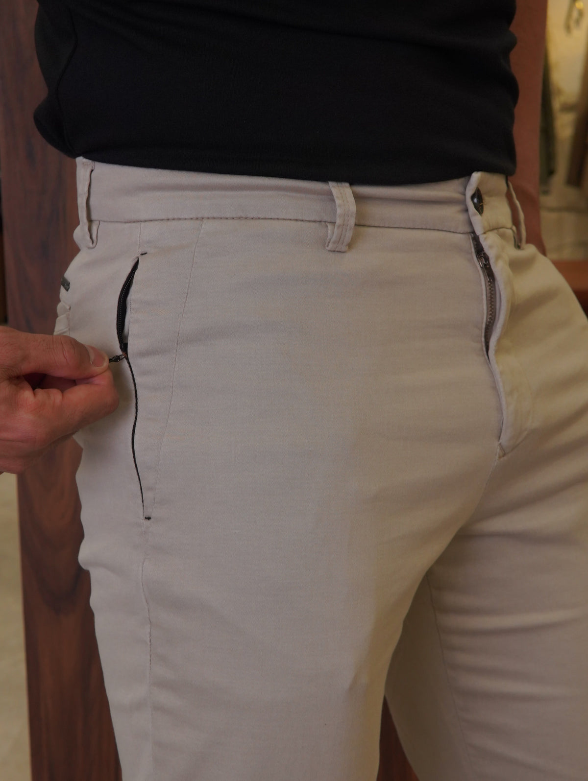 CALÇA ALF. SARJA BOLSO ZÍPER PONTO H