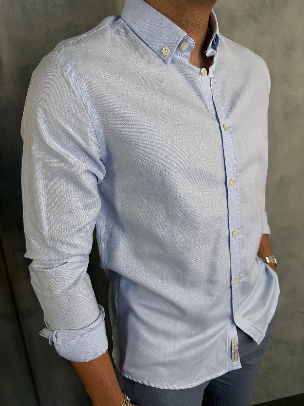 CAMISA M/L BUTTON DOWN INDICCATTO AZUL BB