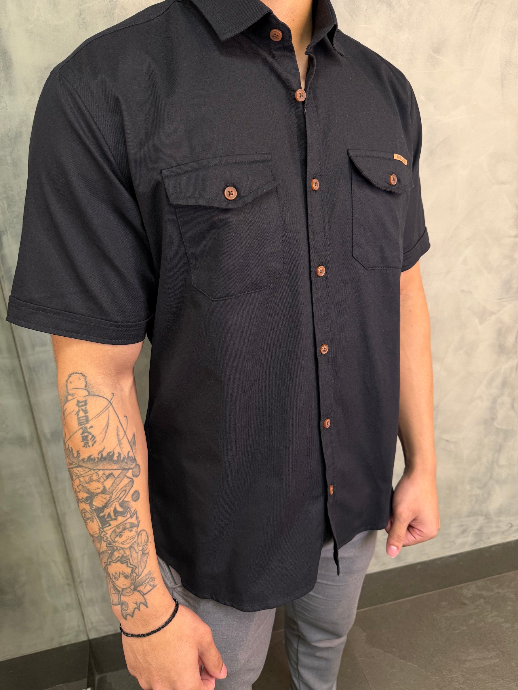 CAMISA DE SARJA M/C INDICCATTO PRETO