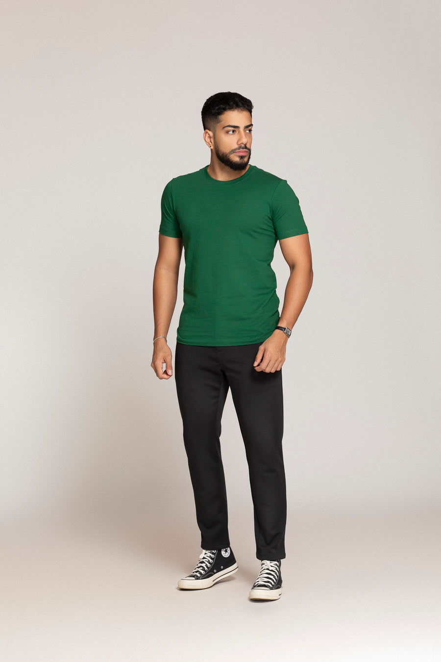 CAMISETA SLIM FIT PONTO H VERDE BANDEIRA