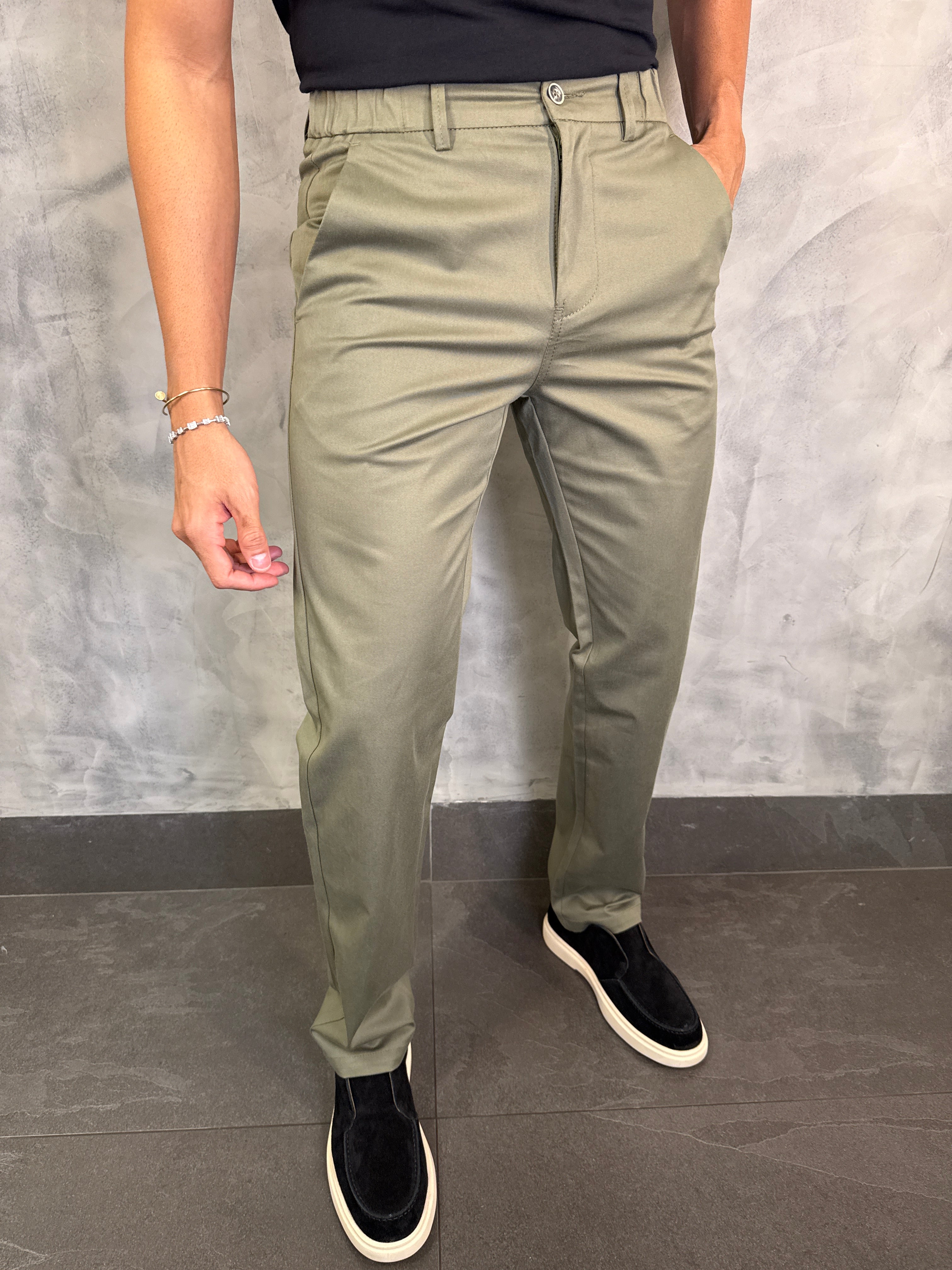 CALÇA SARJA CASUAL STRETCHC CINTURA ELÁSTICA PONTO H