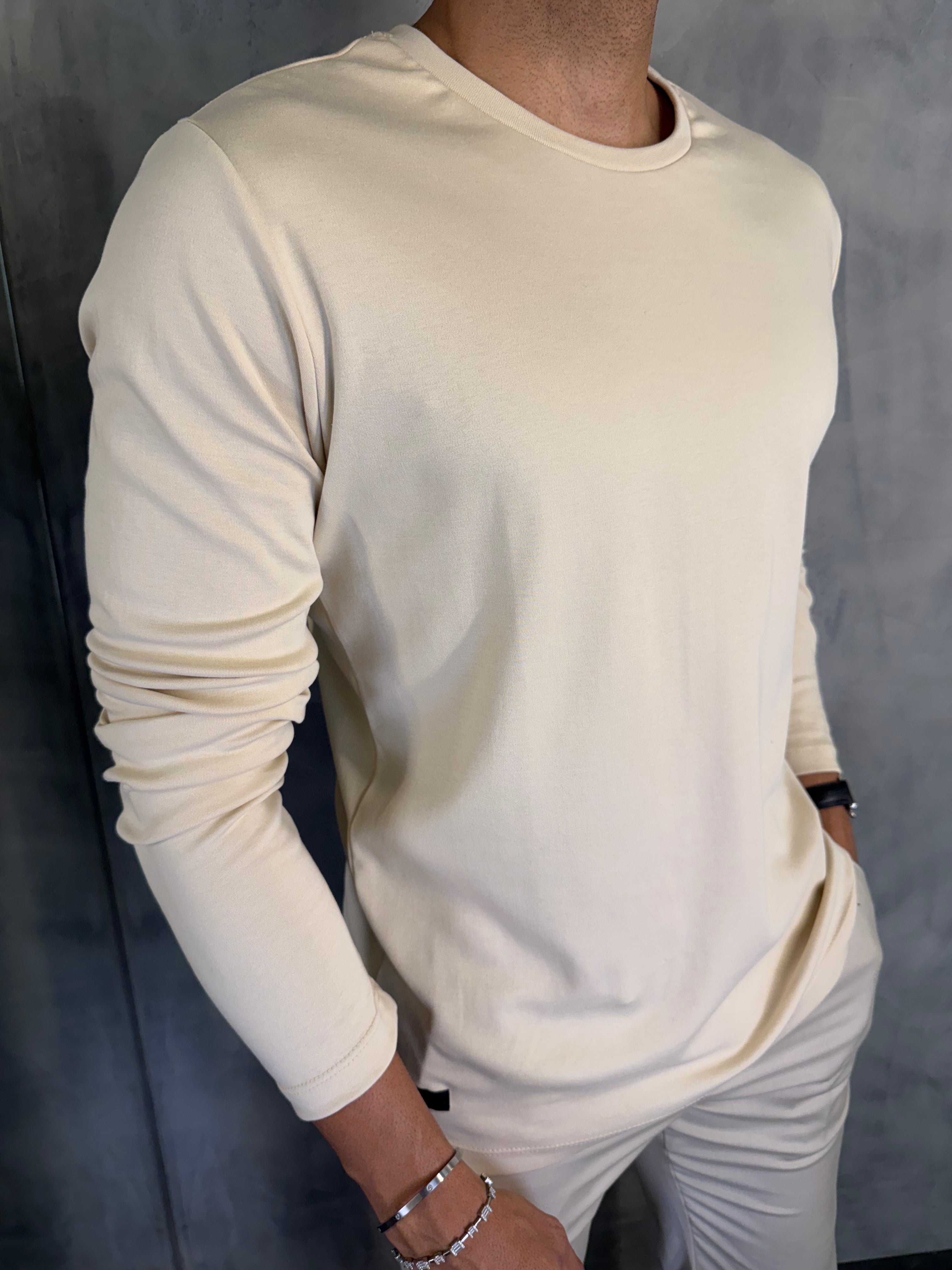 CAMISETA M/L FIO EGÍPCIO KINGEJOE BEGE