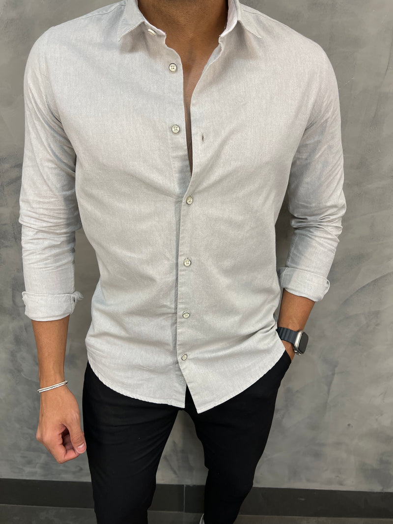 CAMISA M/L OXFORD SIMPLES RESERVA CINZA CLARO