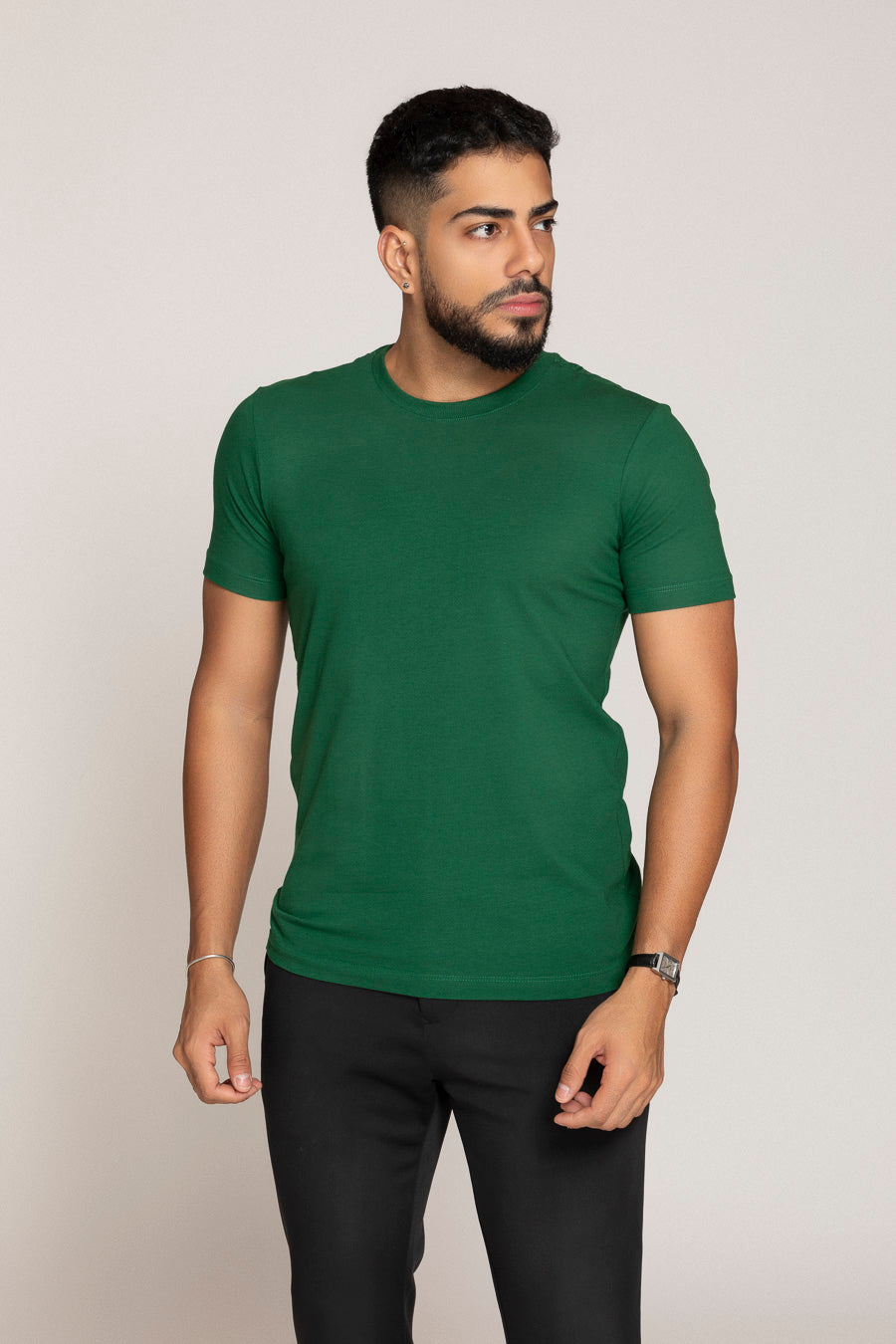 CAMISETA SLIM FIT PONTO H VERDE BANDEIRA