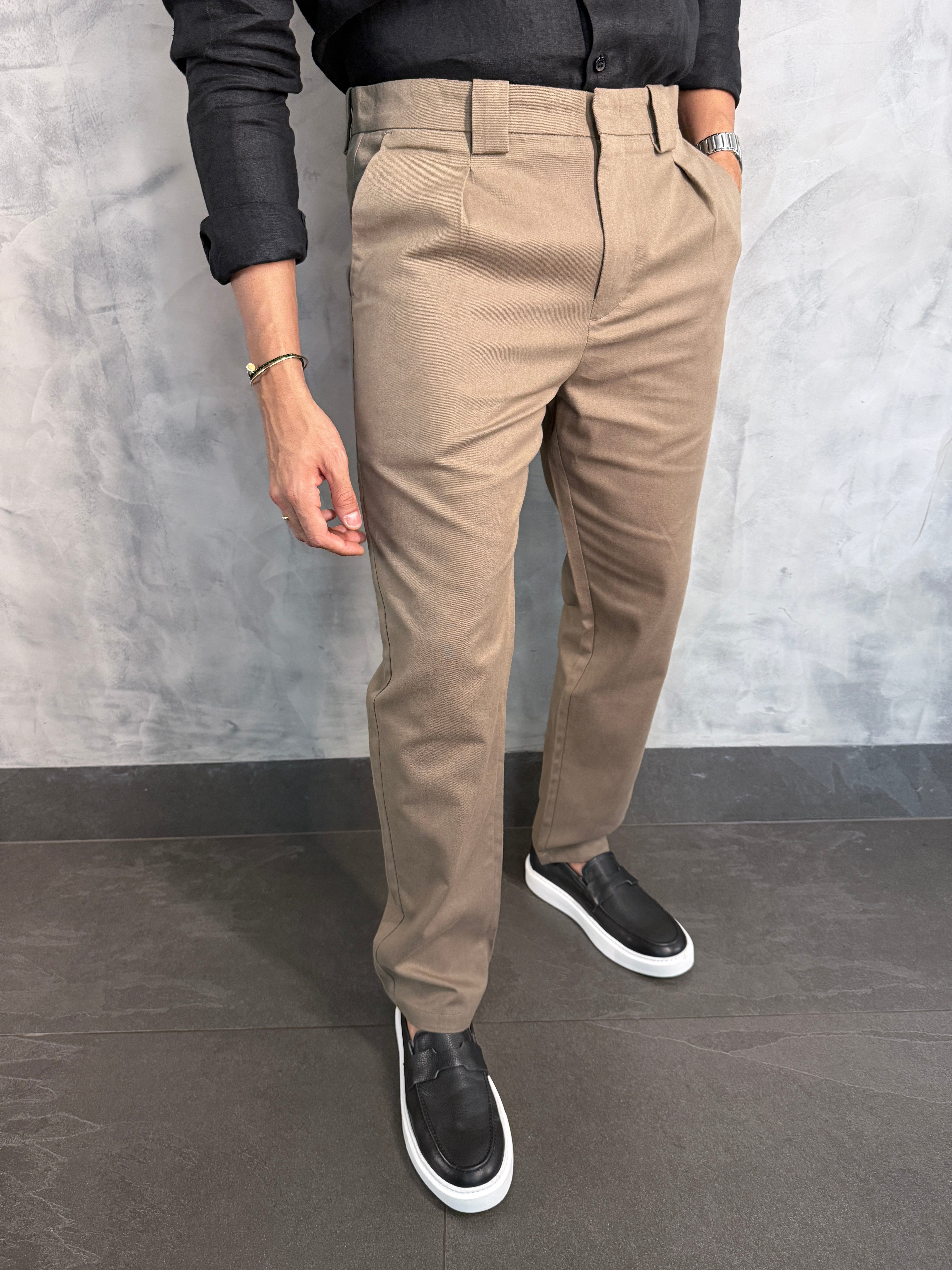 CALÇA ALF. CHICAGO RETA PONTO H MARROM