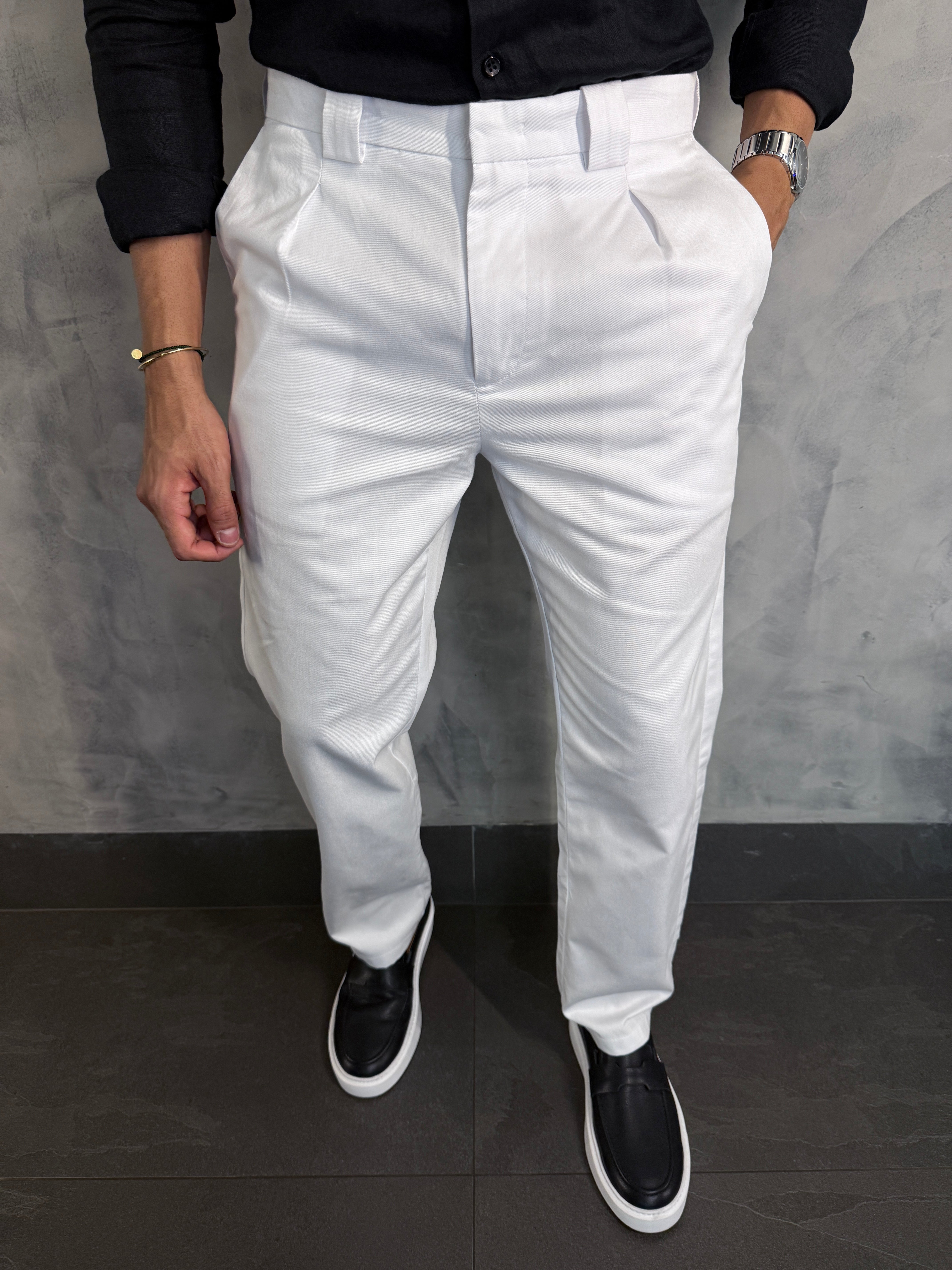 CALÇA ALF. CHICAGO RETA PONTO H BRANCO